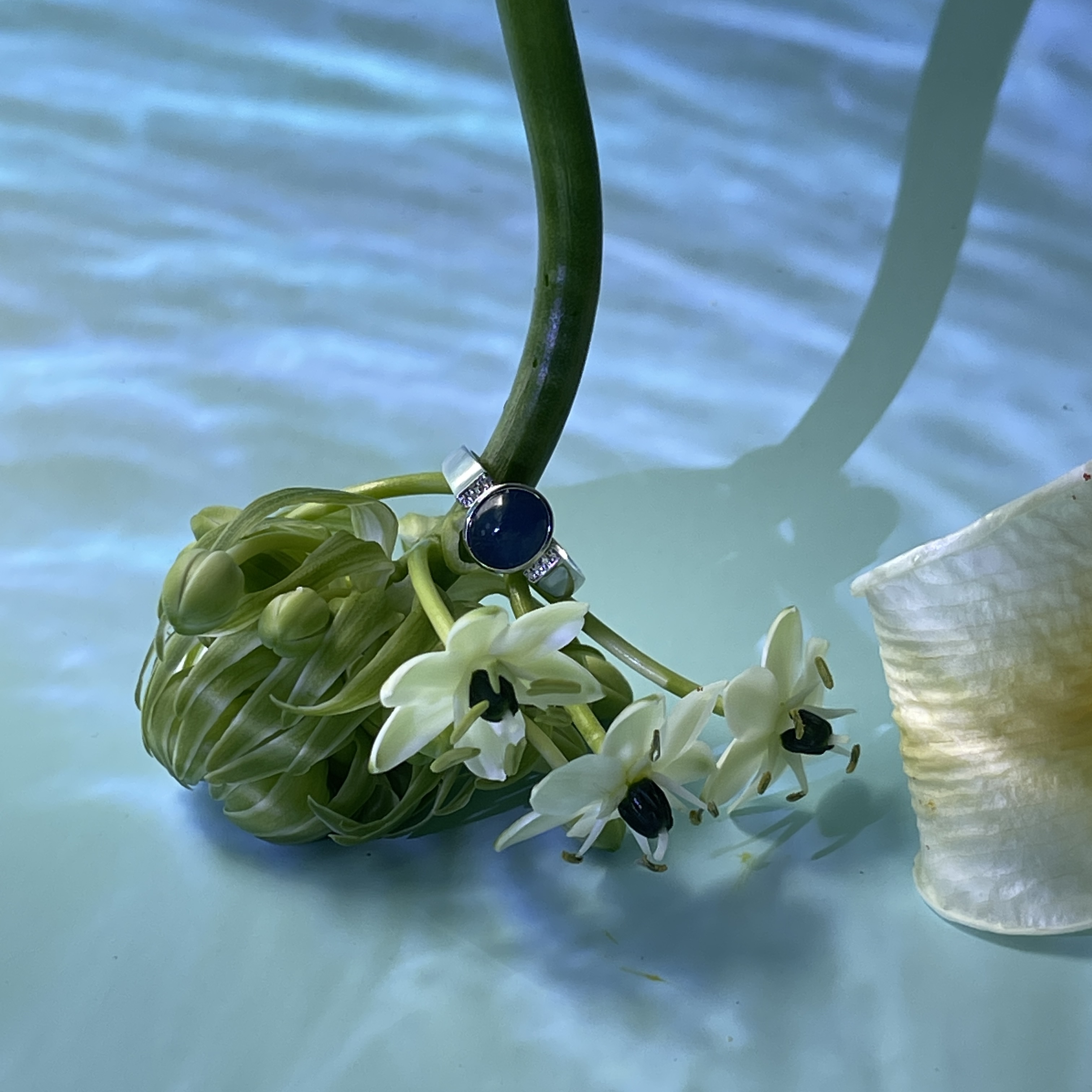 Vivid Blue Jade Cabochon Ring (PJA00269) 