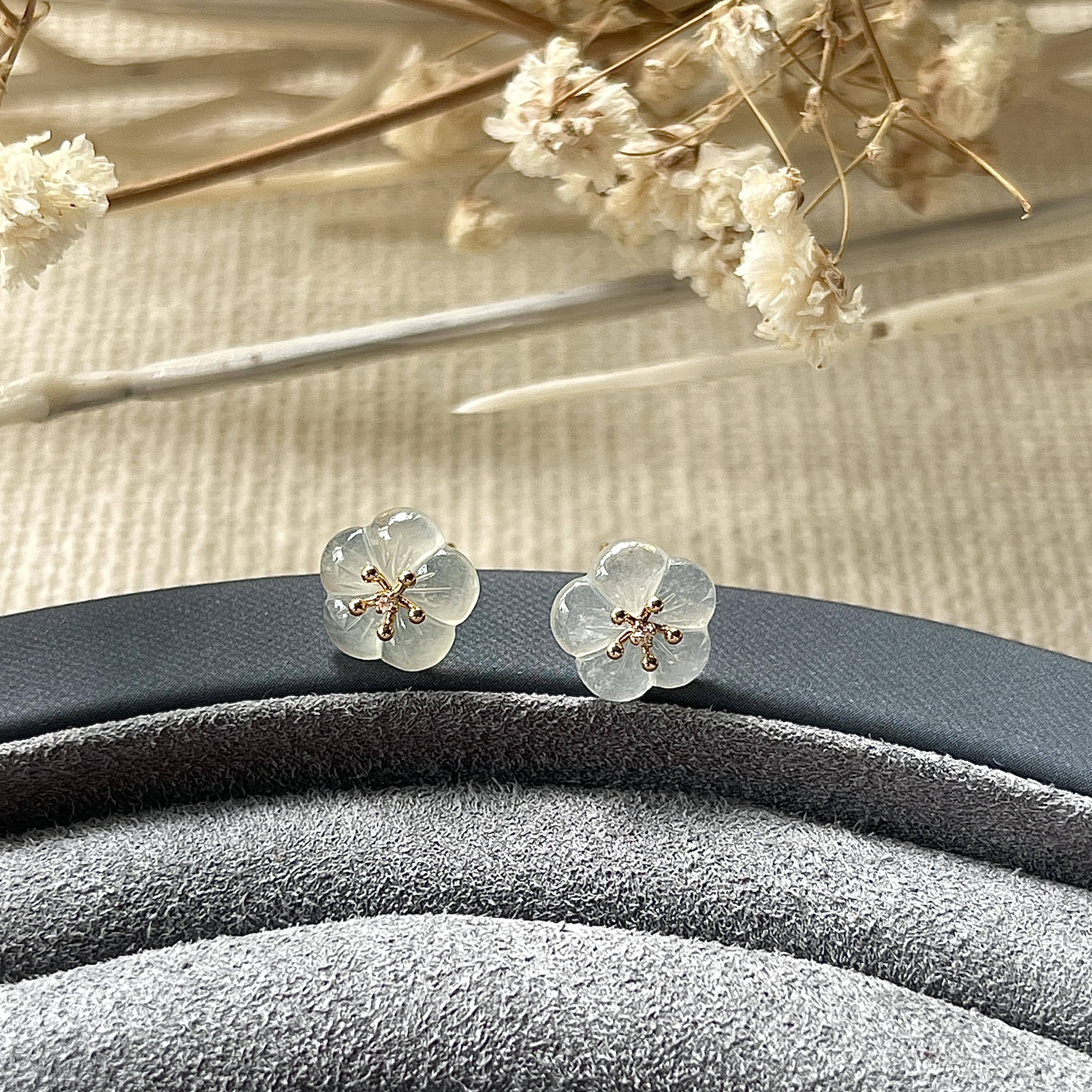 Icy Colorless Flower Studs (PJA00131)
