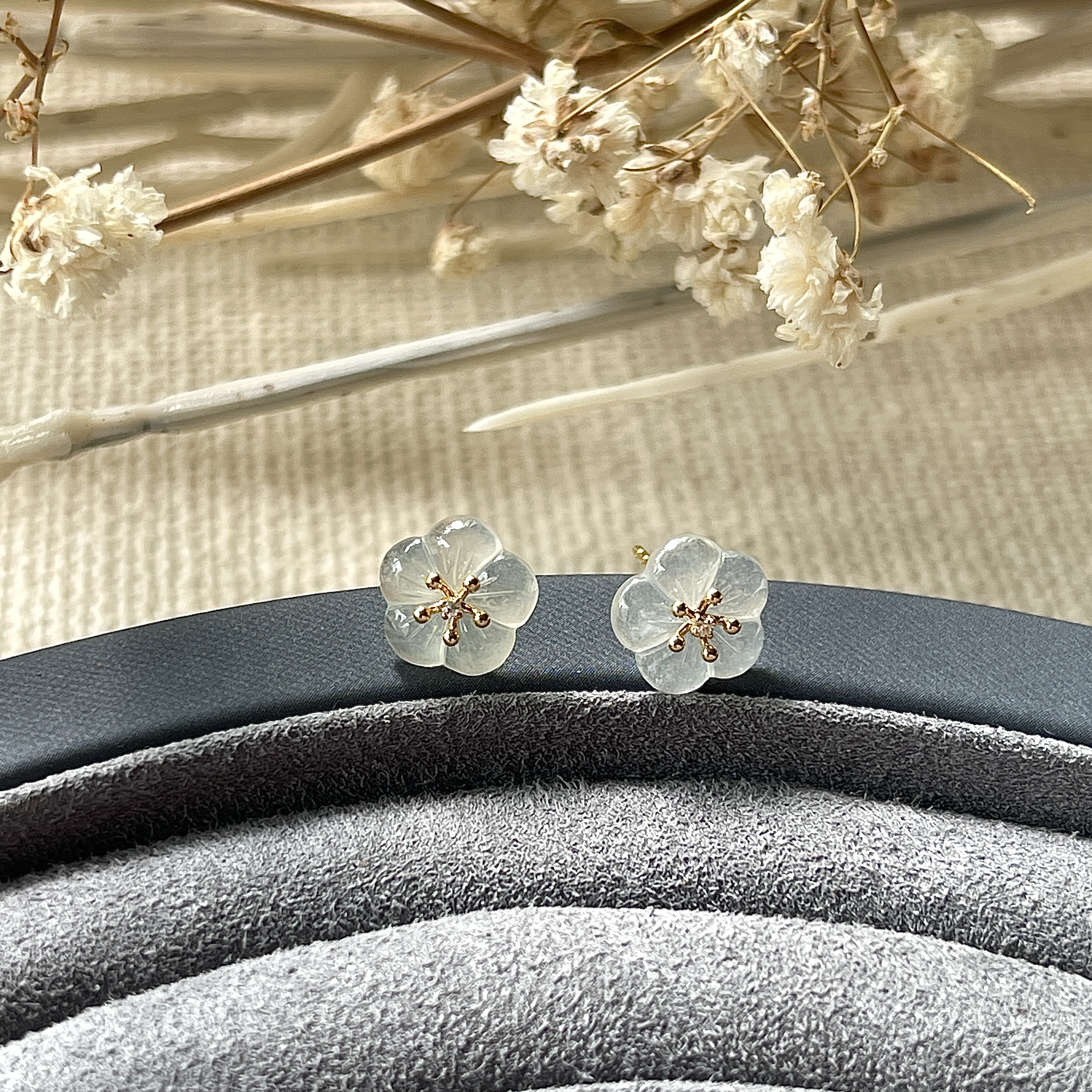 Icy Colorless Flower Studs (PJA00131)