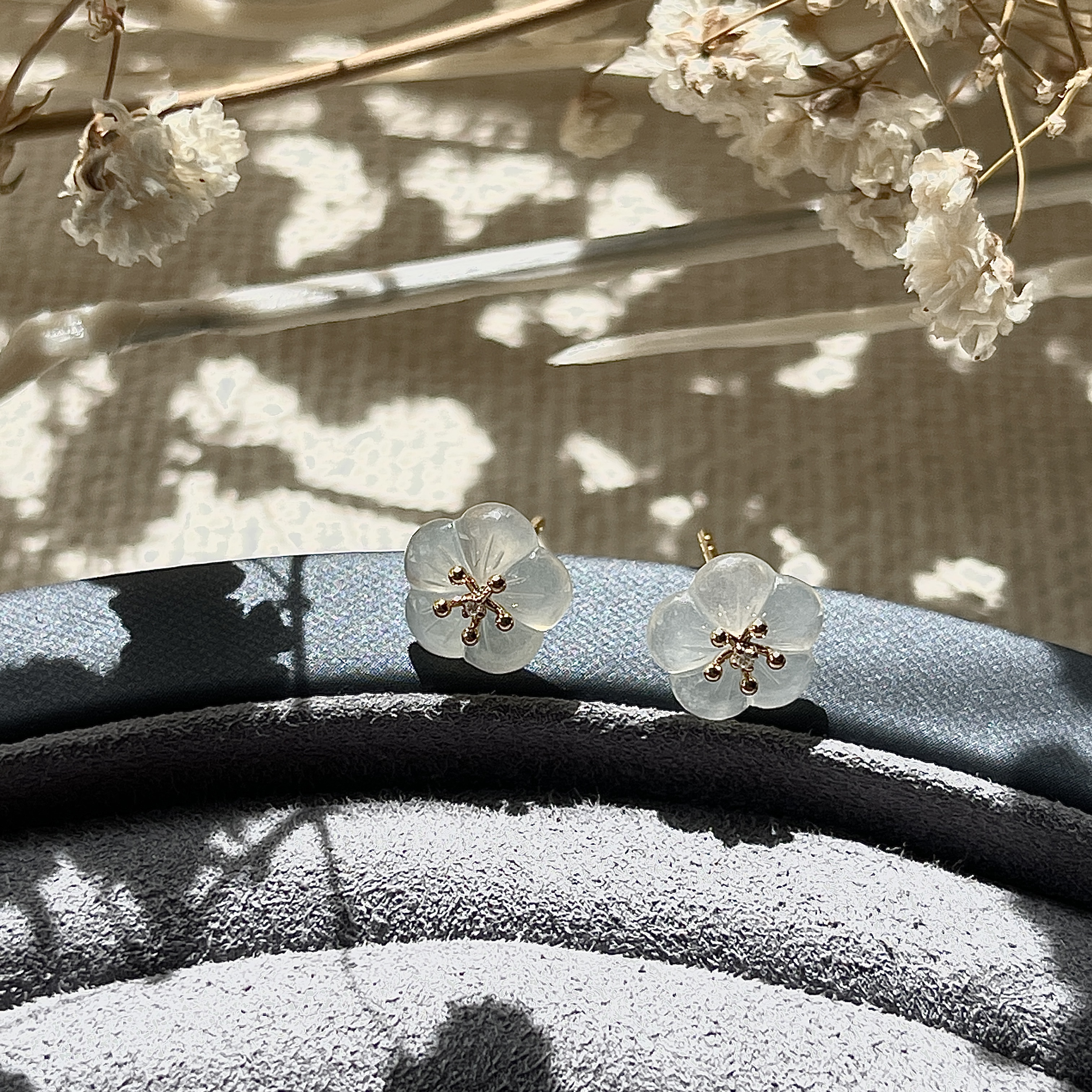 Icy Colorless Flower Studs (PJA00131)