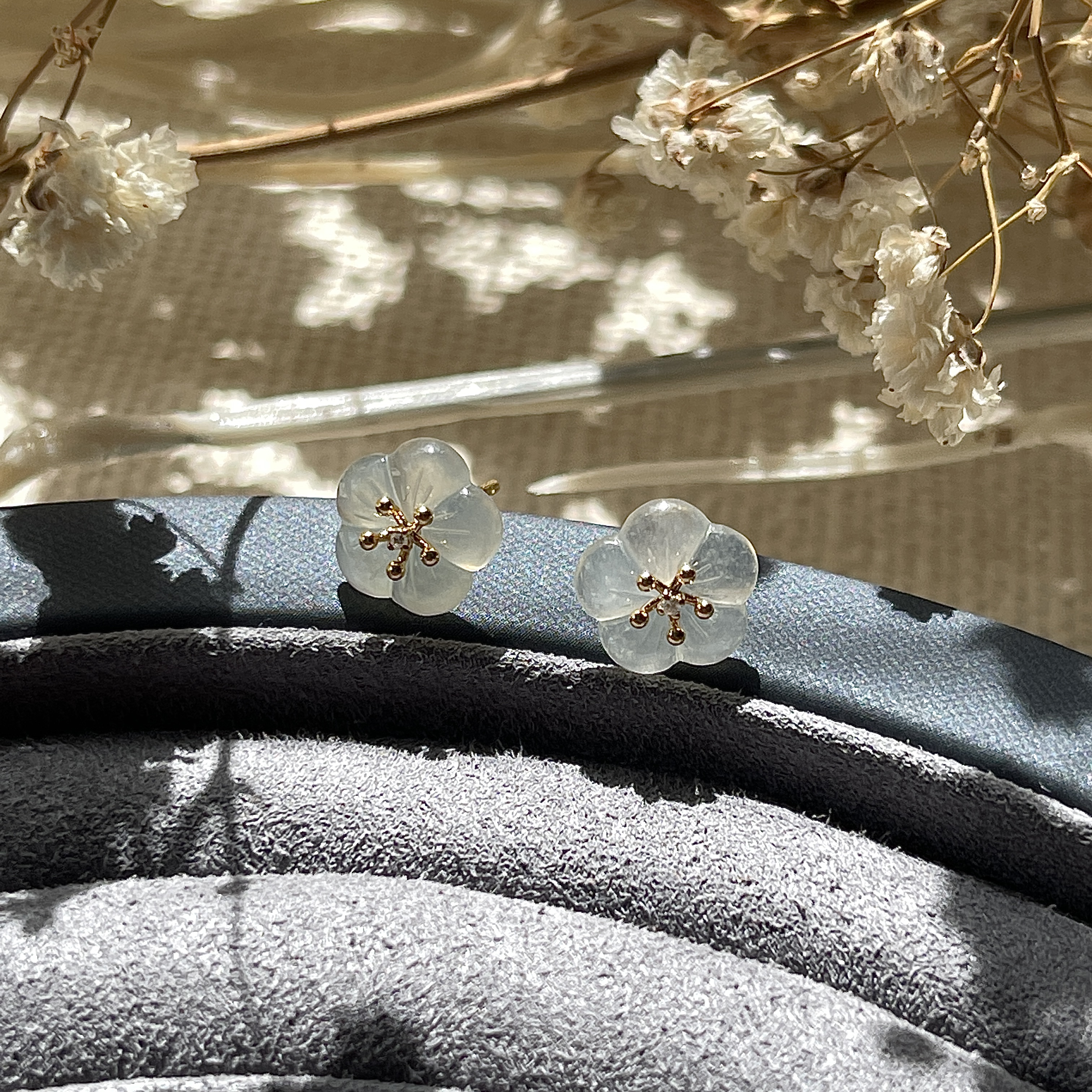Icy Colorless Flower Studs (PJA00131)