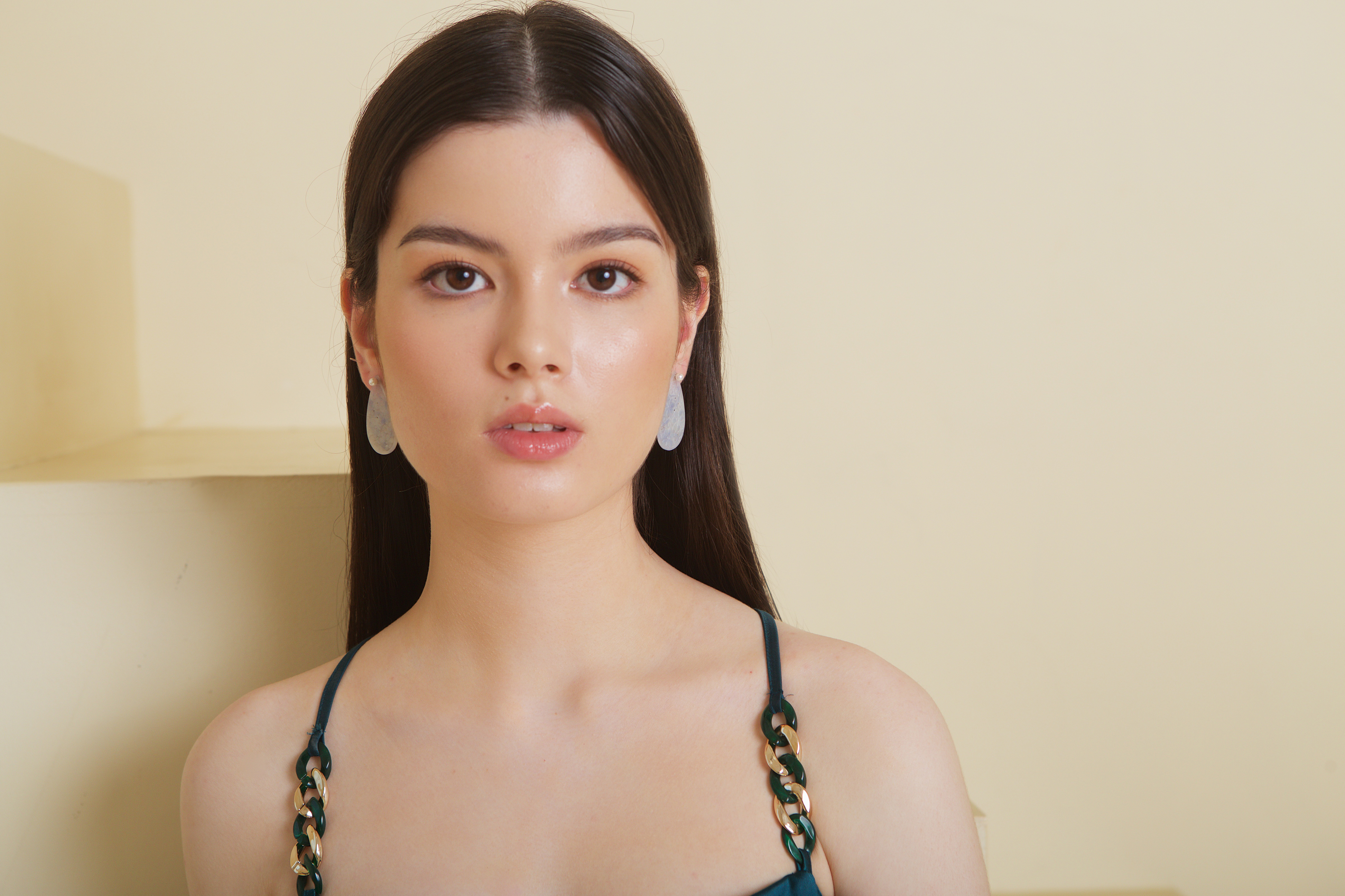 Carved Lavender Jade Drop Earrings (PJA00166) 