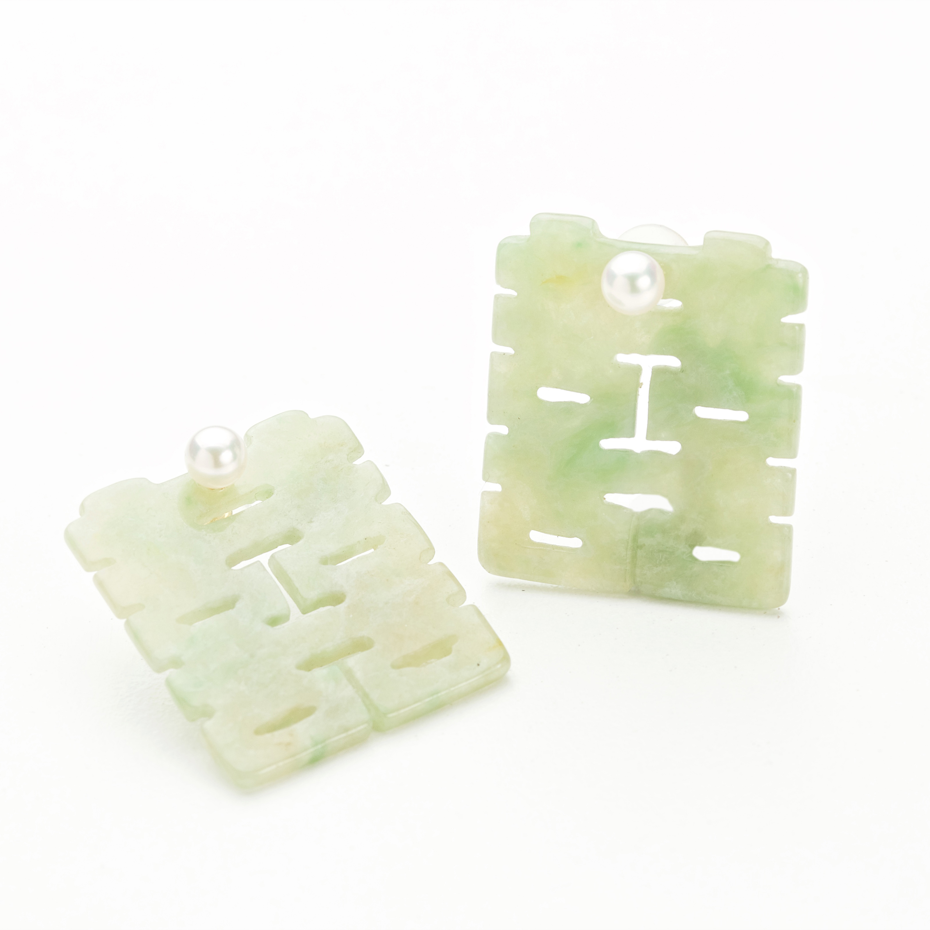 Carved Double Happiness Earrings (PJA00167)