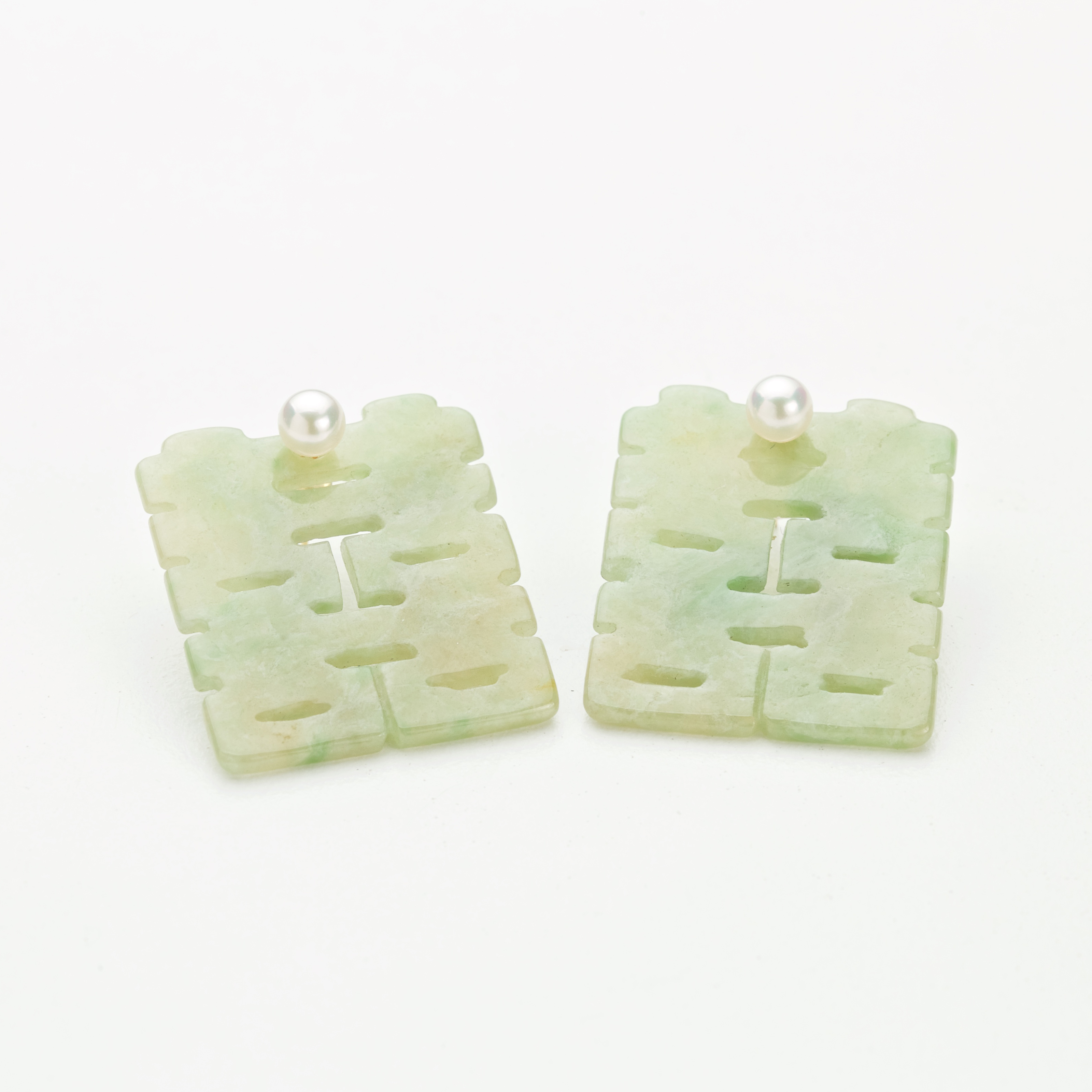 Carved Double Happiness Earrings (PJA00167)