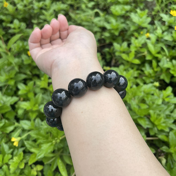 Black Jadeite Bracelet - Round Huge Beads (PJA00014)