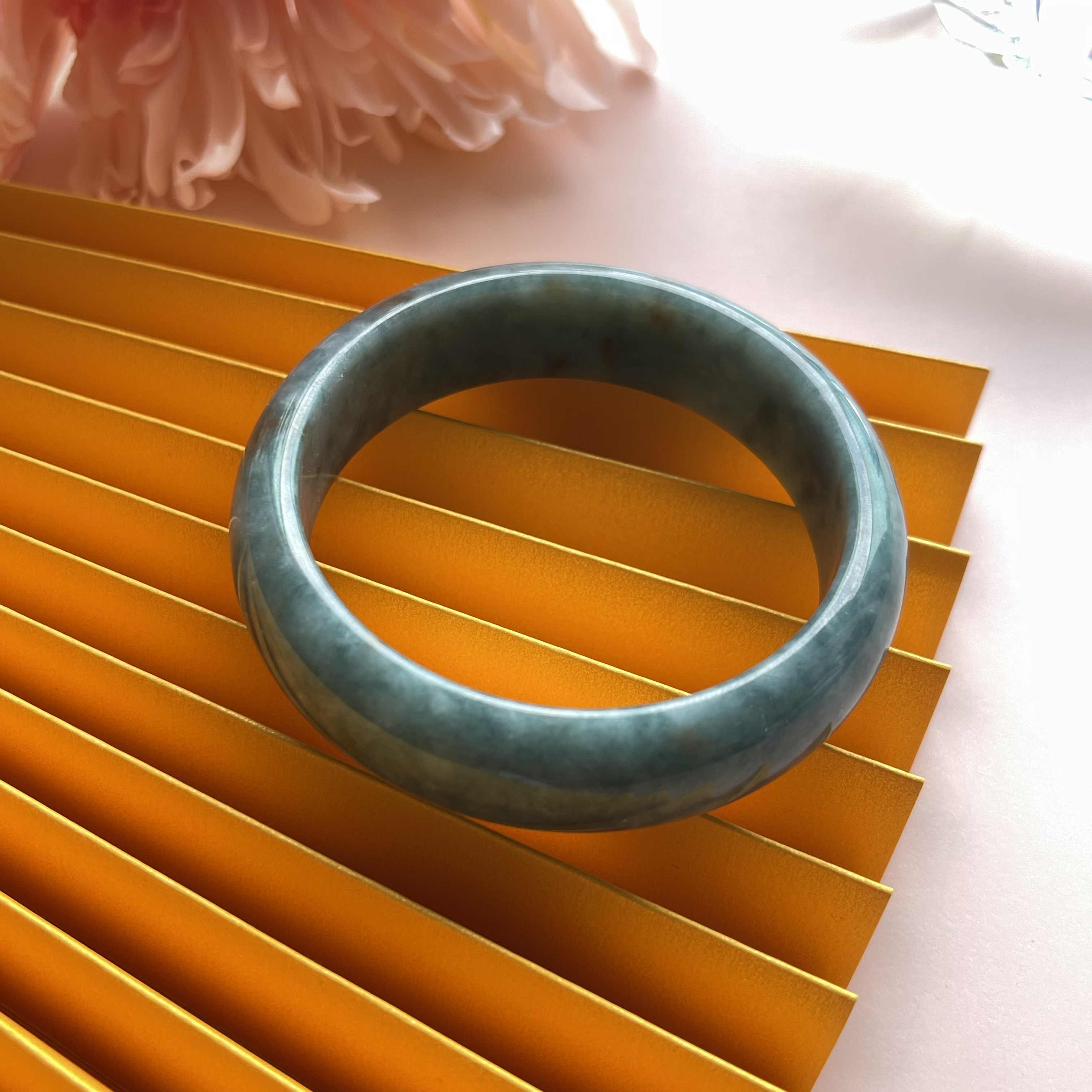 Creamy Bluish Green with Red Florals Bangle (PJA00112)