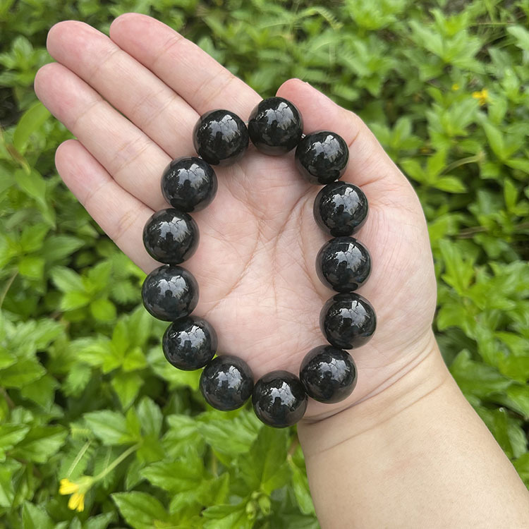 Black Jadeite Bracelet - Round Huge Beads (PJA00014)