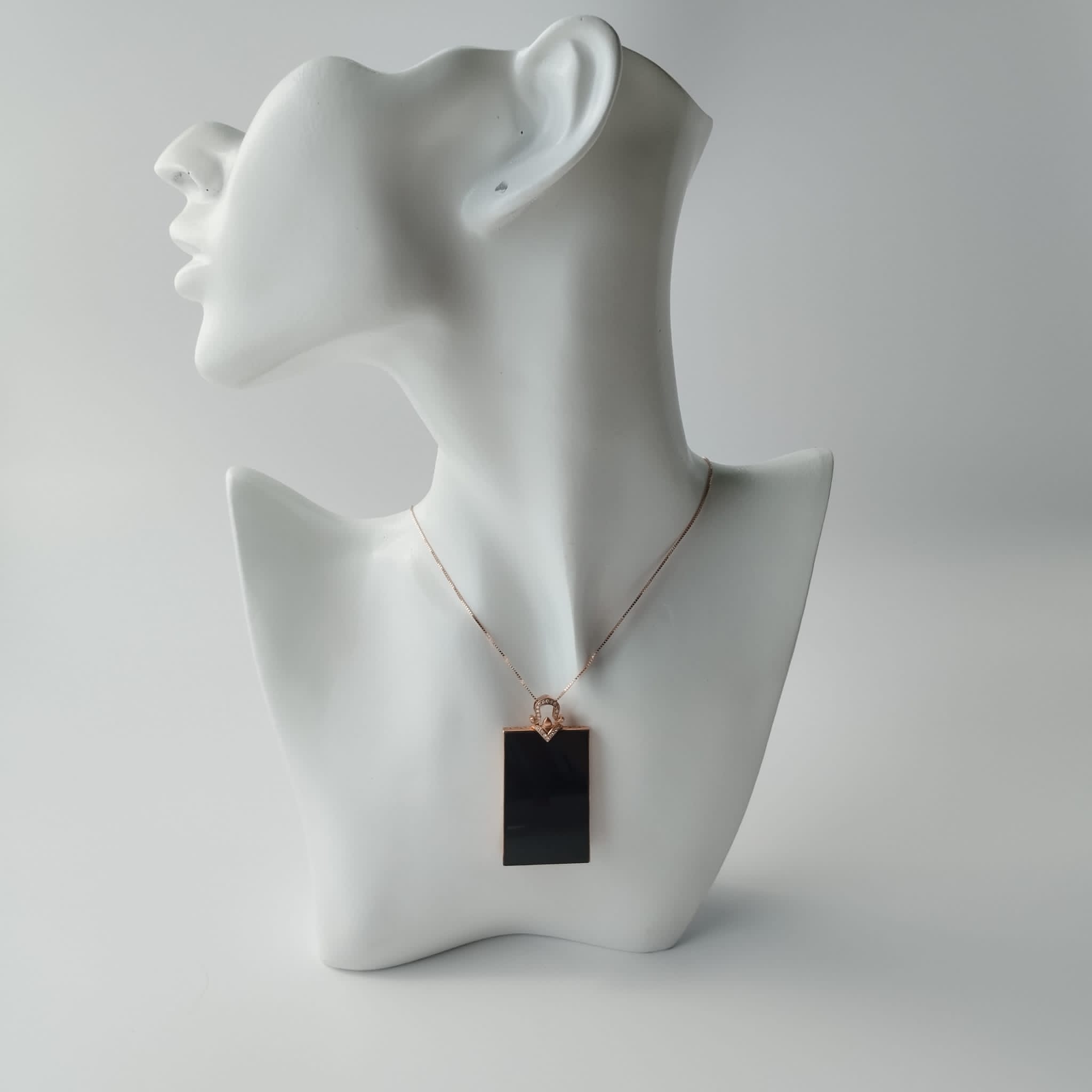 18K Rose Gold Trapezium Omphacite Pendant  (PJA00288)