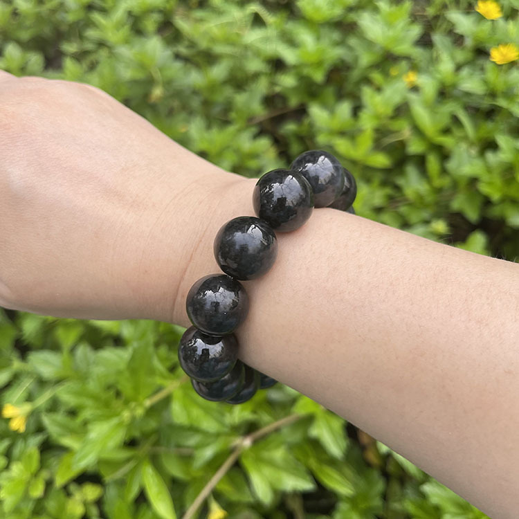 Black Jadeite Bracelet - Round Huge Beads (PJA00014)