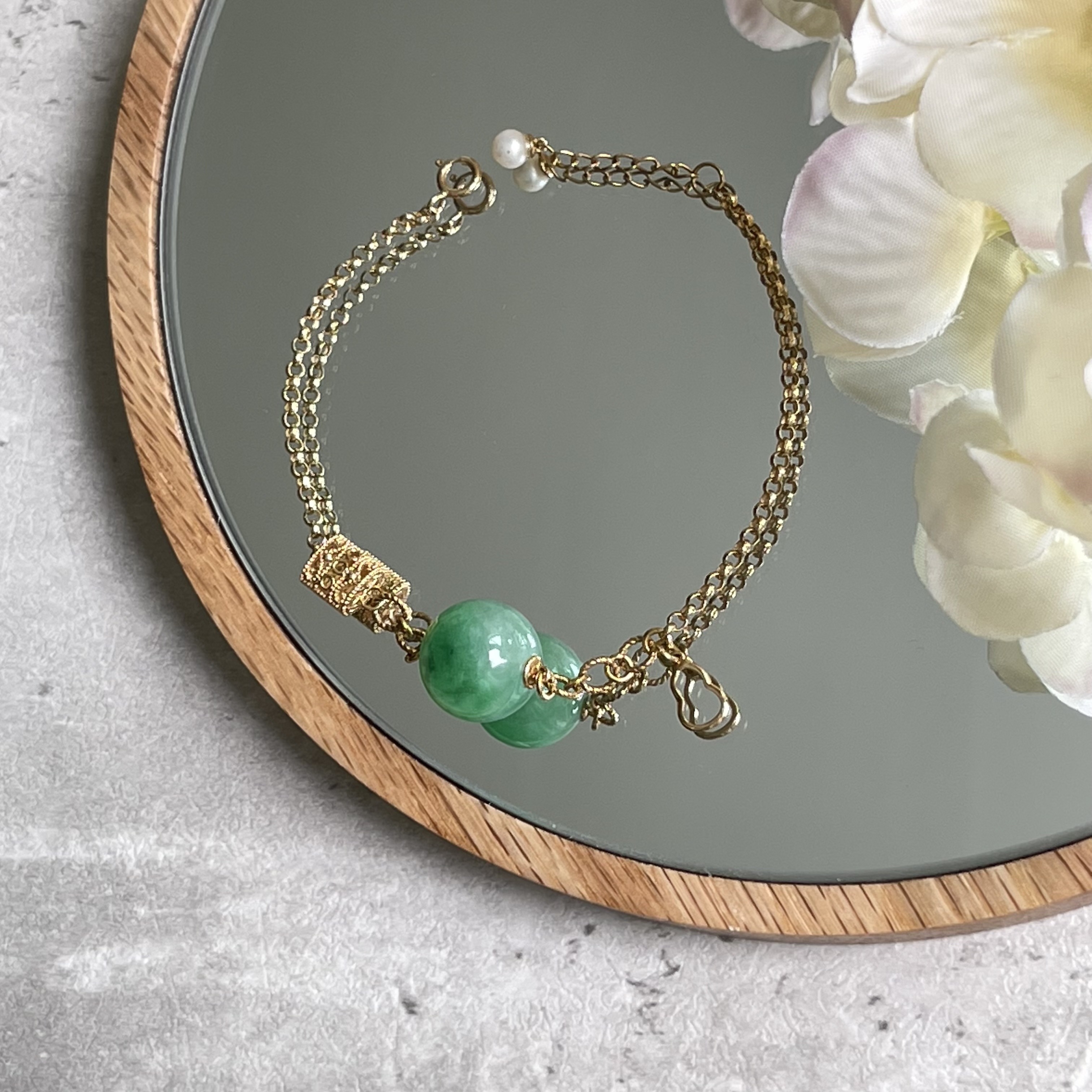 Green Jadeite Beads Bracelet (PJA00055)