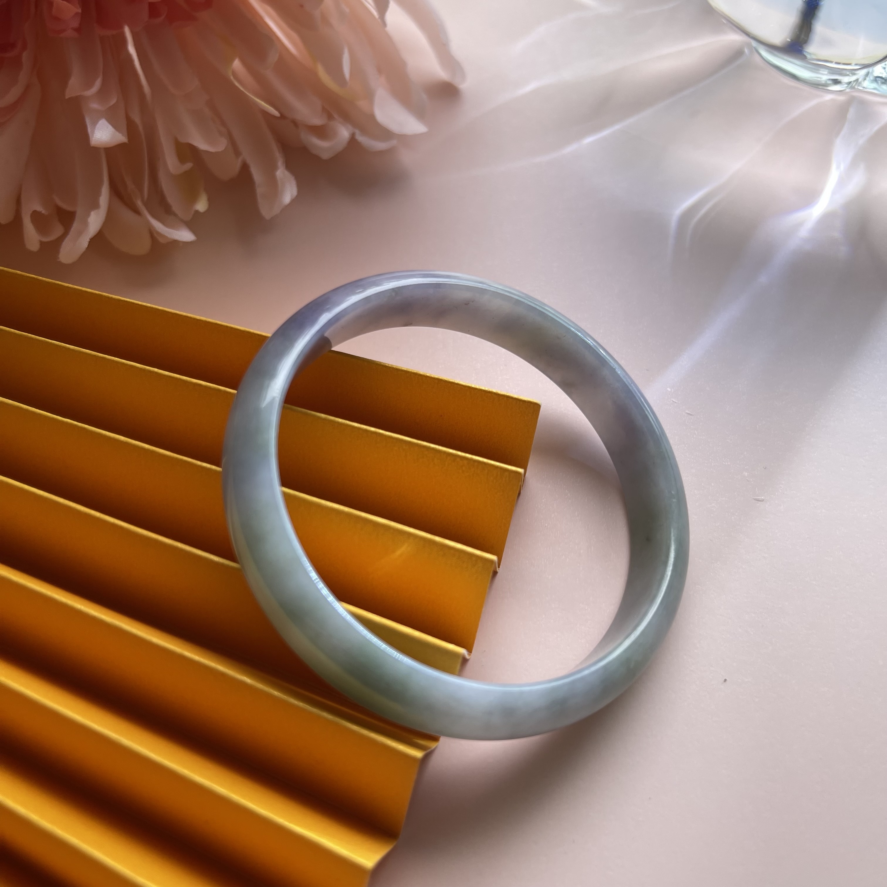 Violet Green Jadeite Bangle (PJA00109)