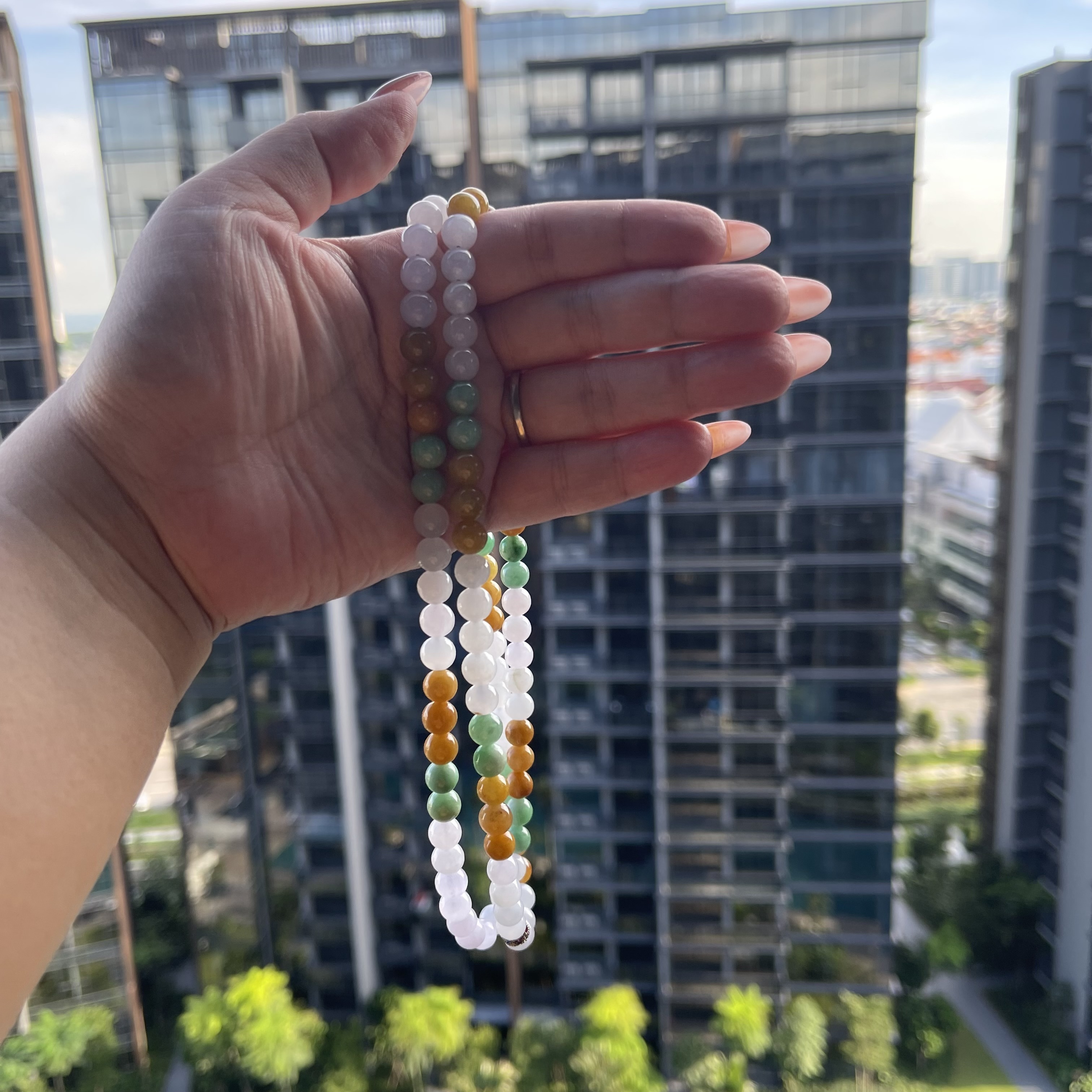 Multi Color Jadeite Beads Bracelet or Necklace (PJA00015)