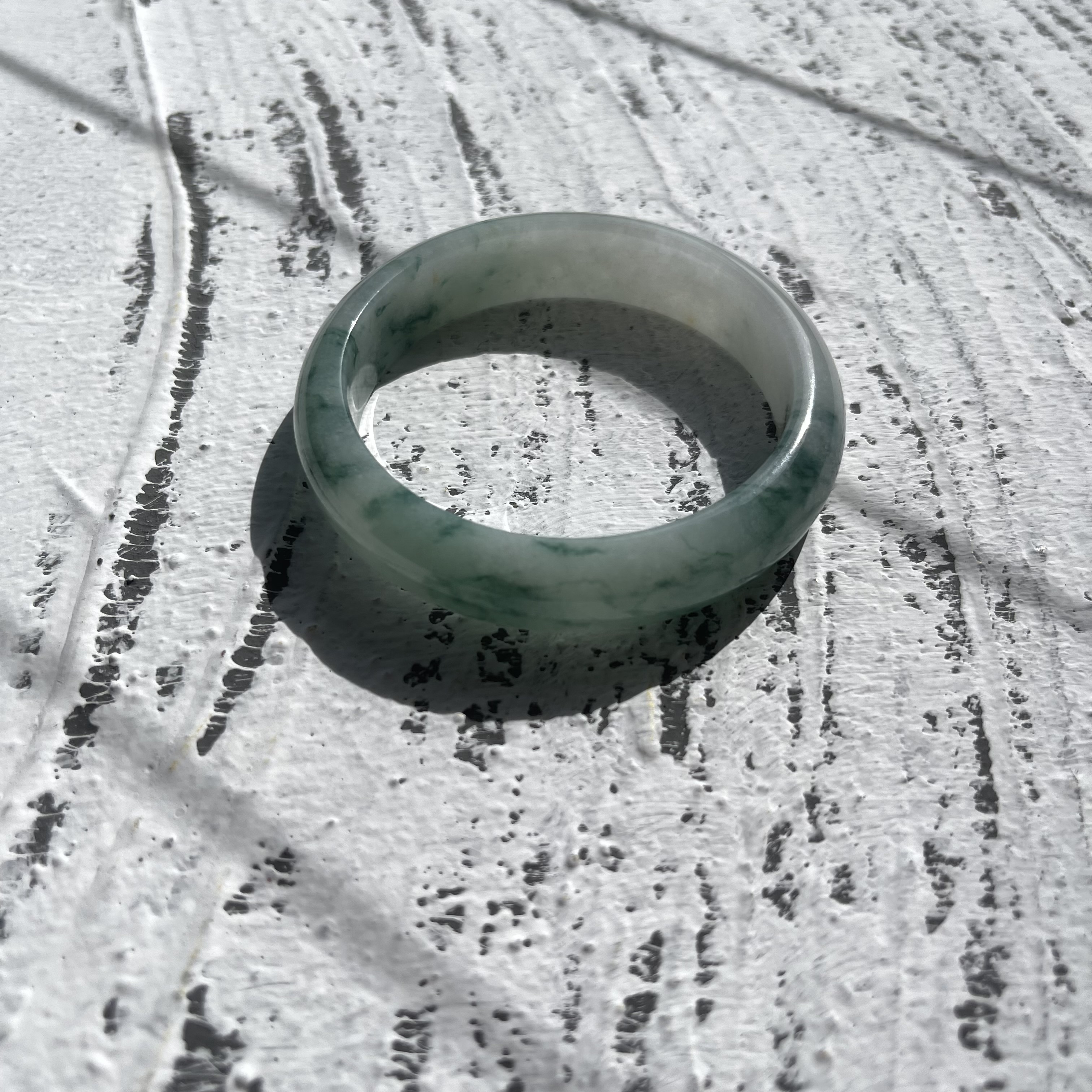 Green Floating Flowers Jadeite Bangle (PJA00077)