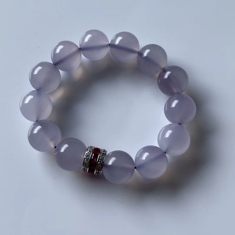 Natural Untreated Pale Lavender Chalcedony Bracelet (PCH00012)