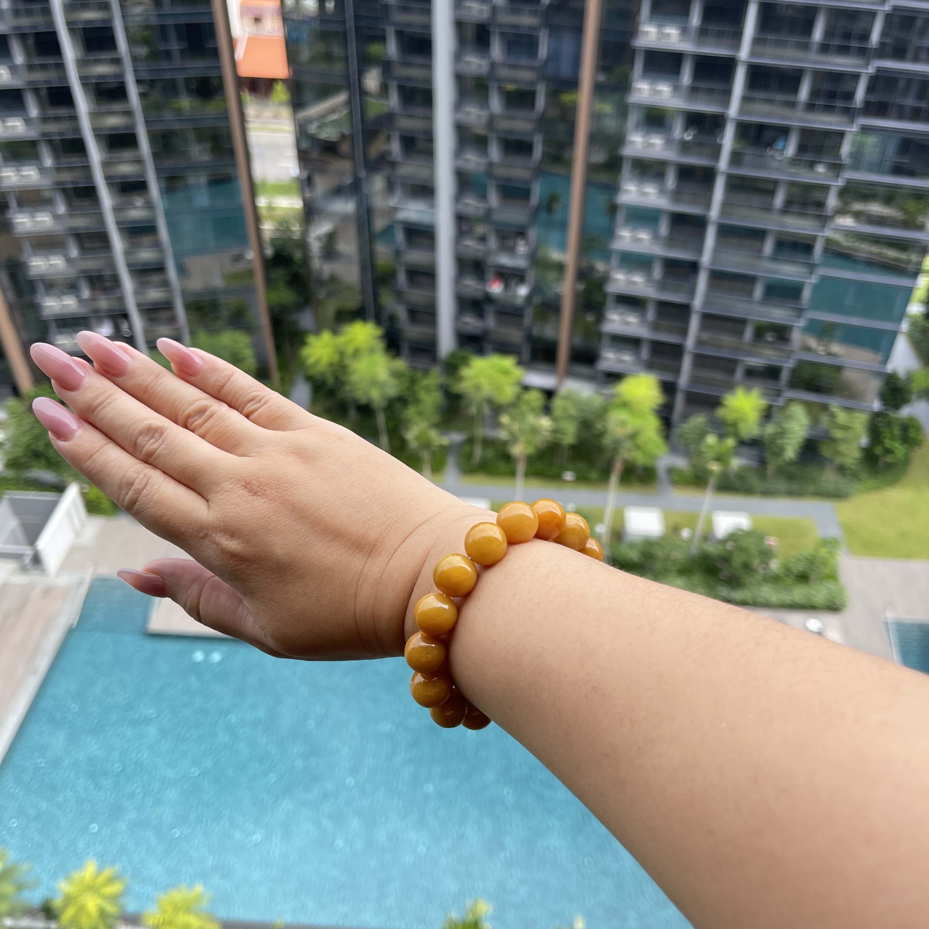 Yellow Jadeite Beads Bracelet (PJA00101)