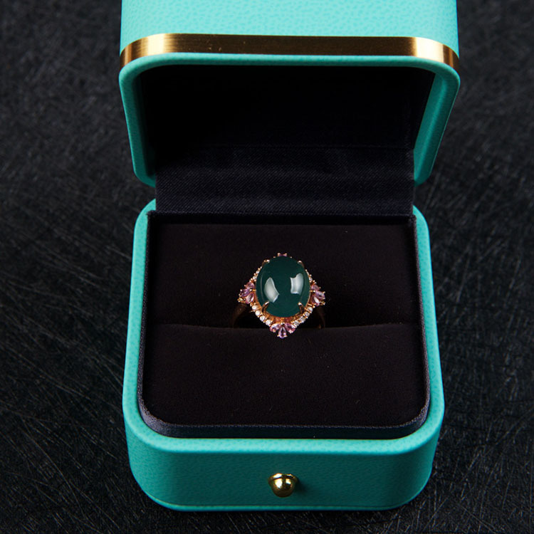 Huge Type A Bluish Green Cabochon Ring (PJA00016)