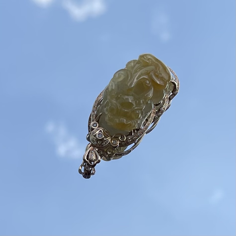 Yellow Pixiu Jadeite Pendant (PJA00121)