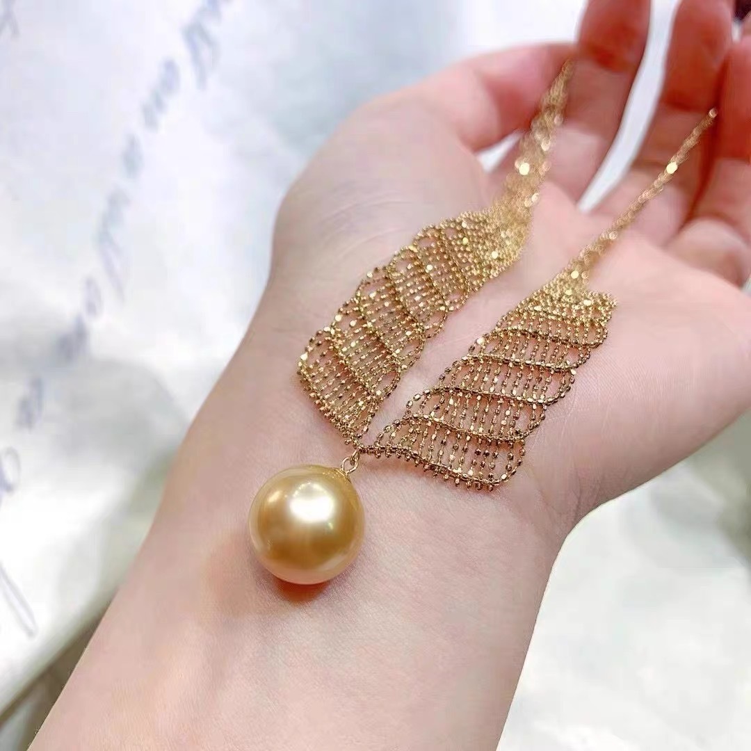 Single Gold Pearl Lace Chain Necklace or Choker (PPE00008)