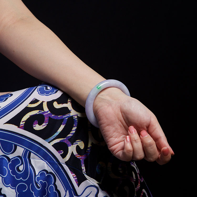 Icy Translucent Light Lavender Round Bangle (PJA00067)