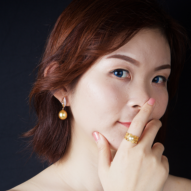 15mm Golden Drop South Sea Pearl Earrings (PPE00011)