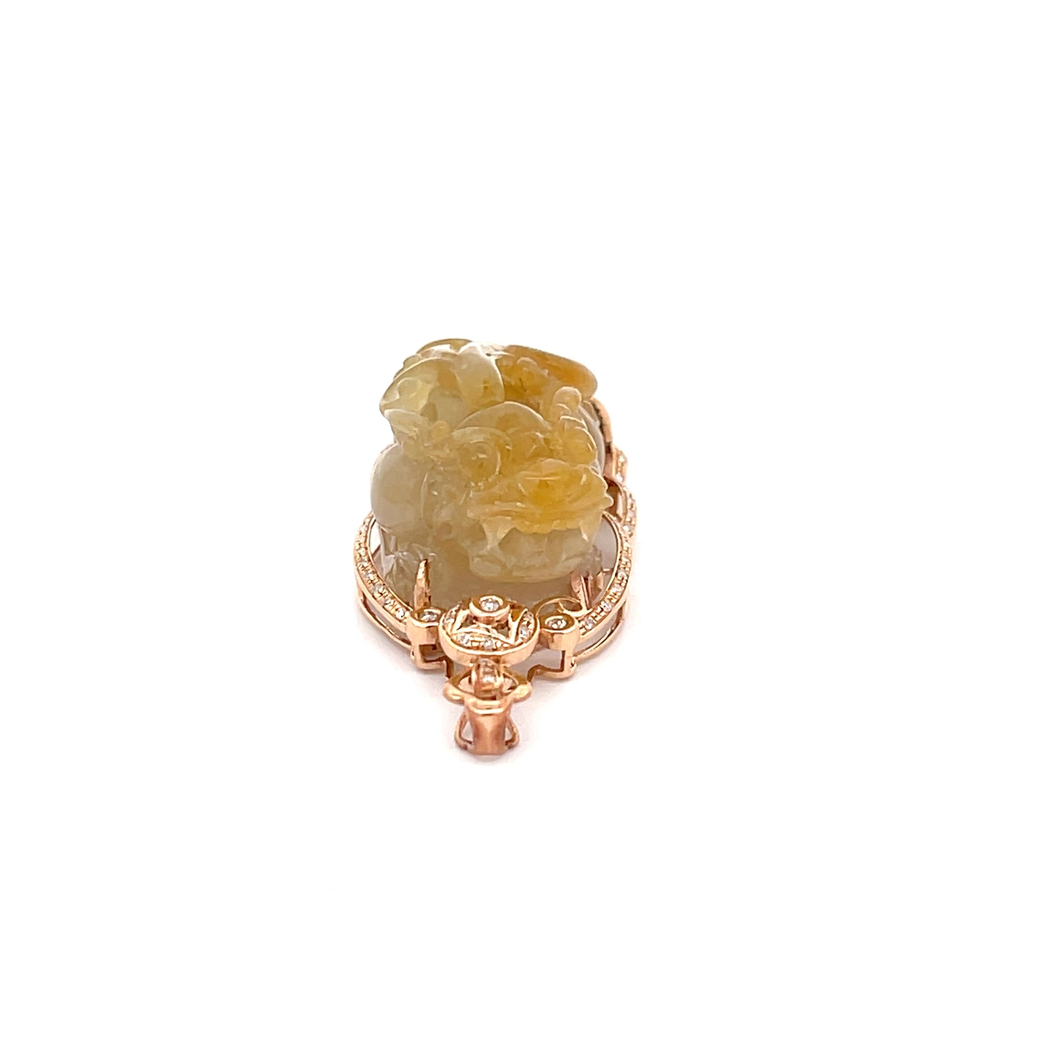 Yellow Pixiu Jadeite Pendant (PJA00121)