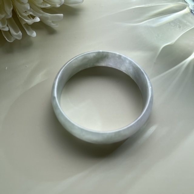 Faint Green Greyish to Faint Lavender Child Jadeite Bangle (PJA00113)