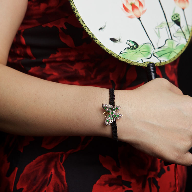 18k White Gold Green Pendant/ Ring/ Brooch and Bracelet Butterfly (PJA00064)