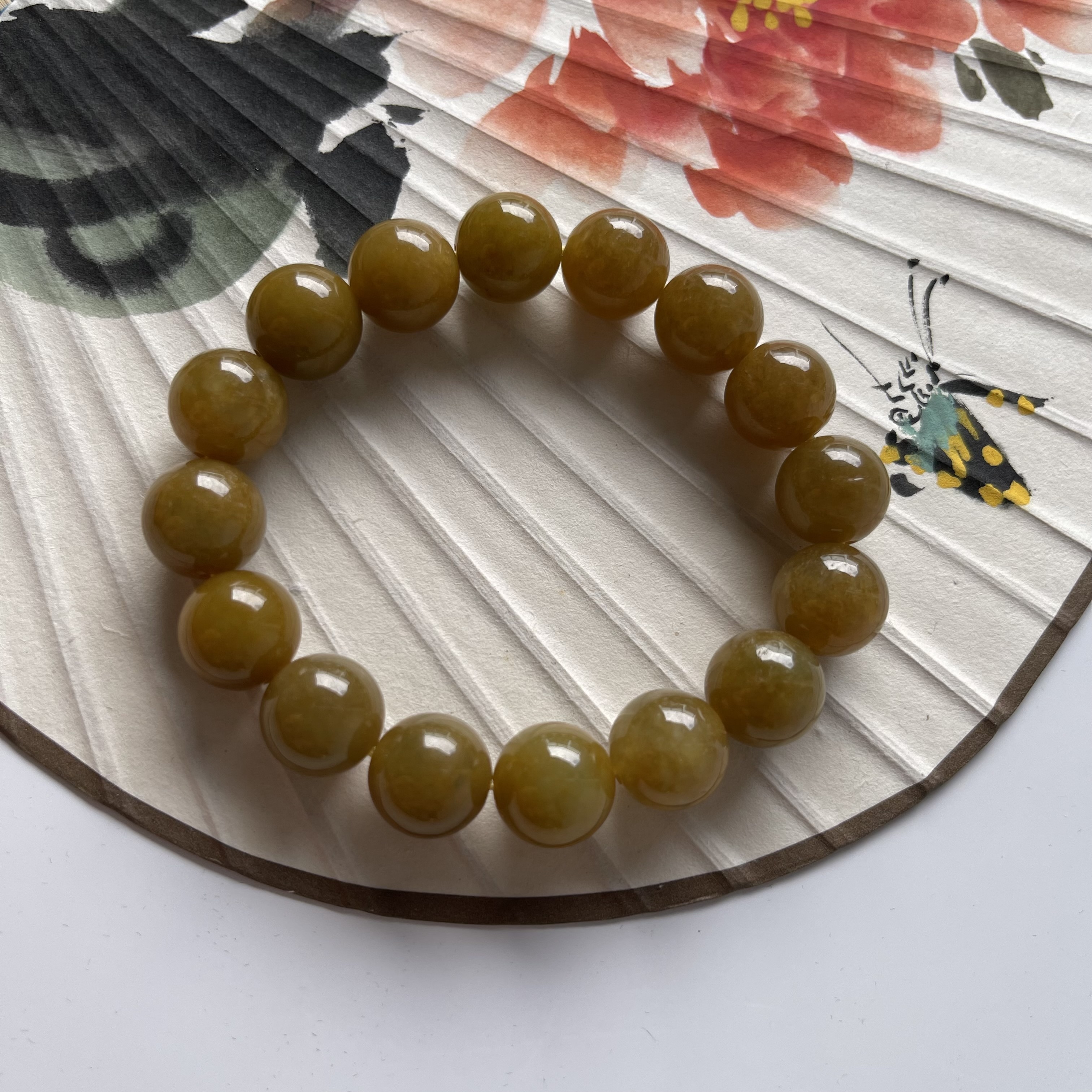 Yellow Jadeite Beads Bracelet (PJA00115)