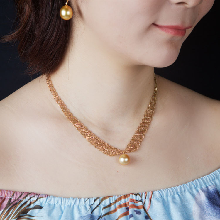 Single Gold Pearl Lace Chain Necklace or Choker (PPE00008)