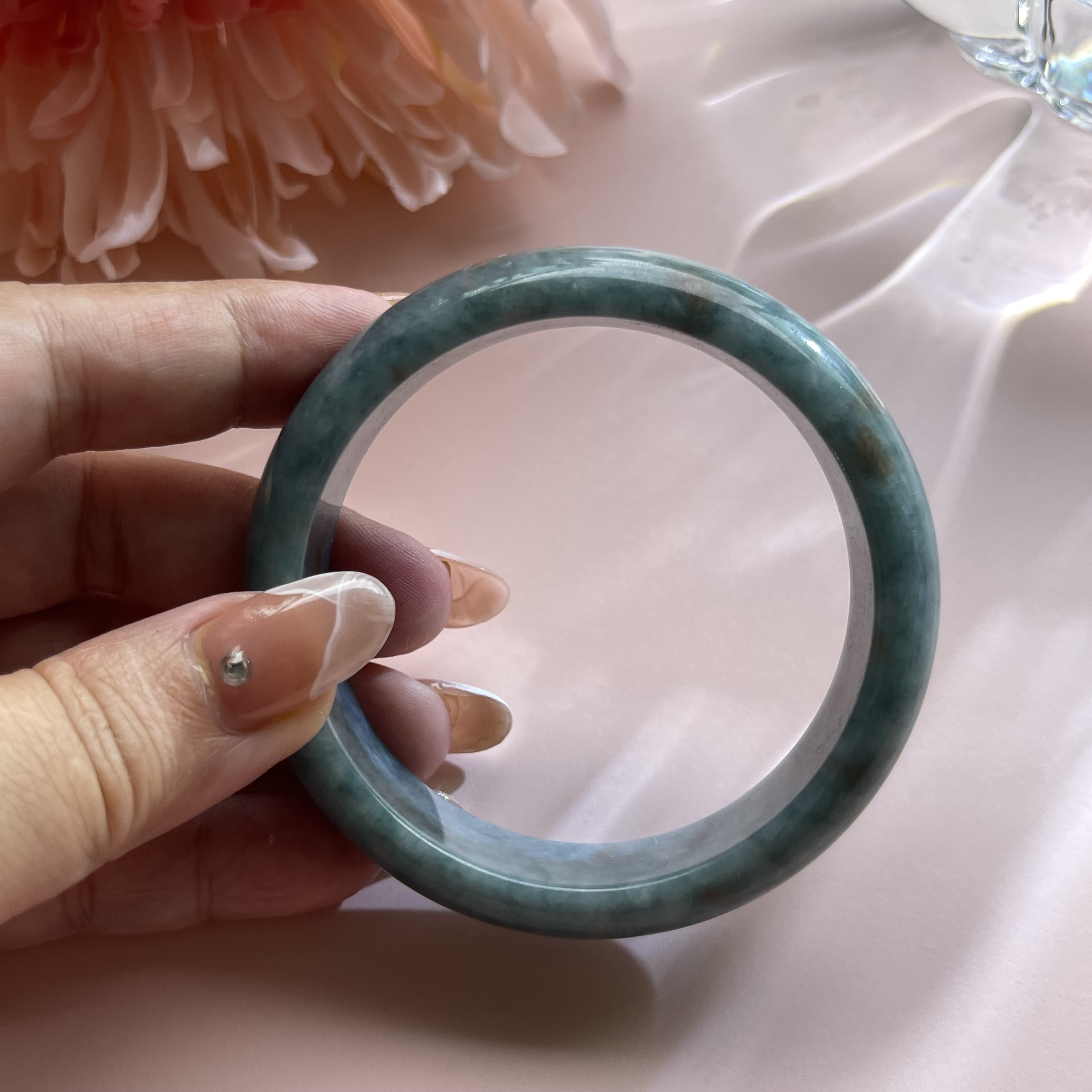 Creamy Bluish Green with Red Florals Bangle (PJA00112)