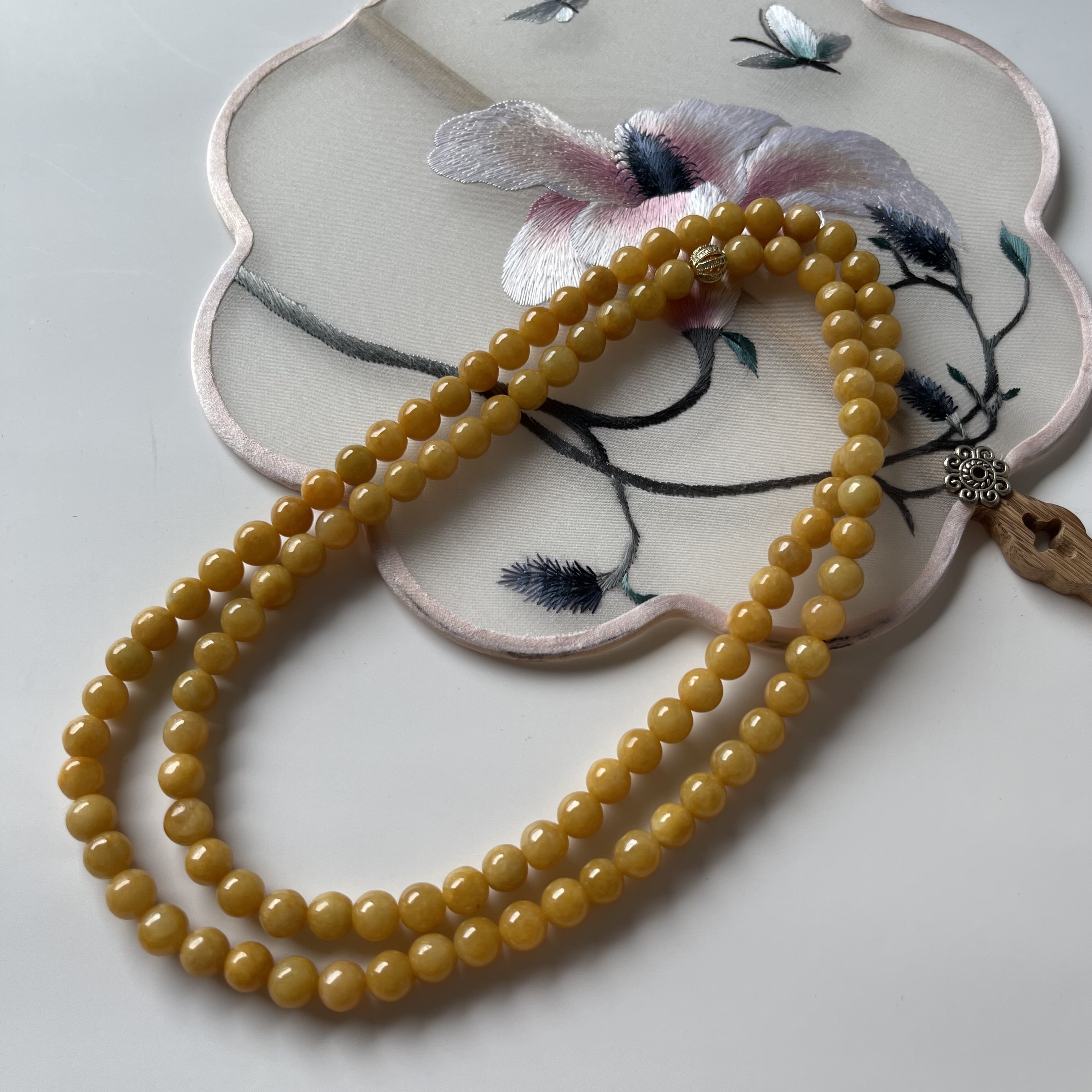 Yellow Jadeite Beads Bracelet or Necklace (PJA00098)