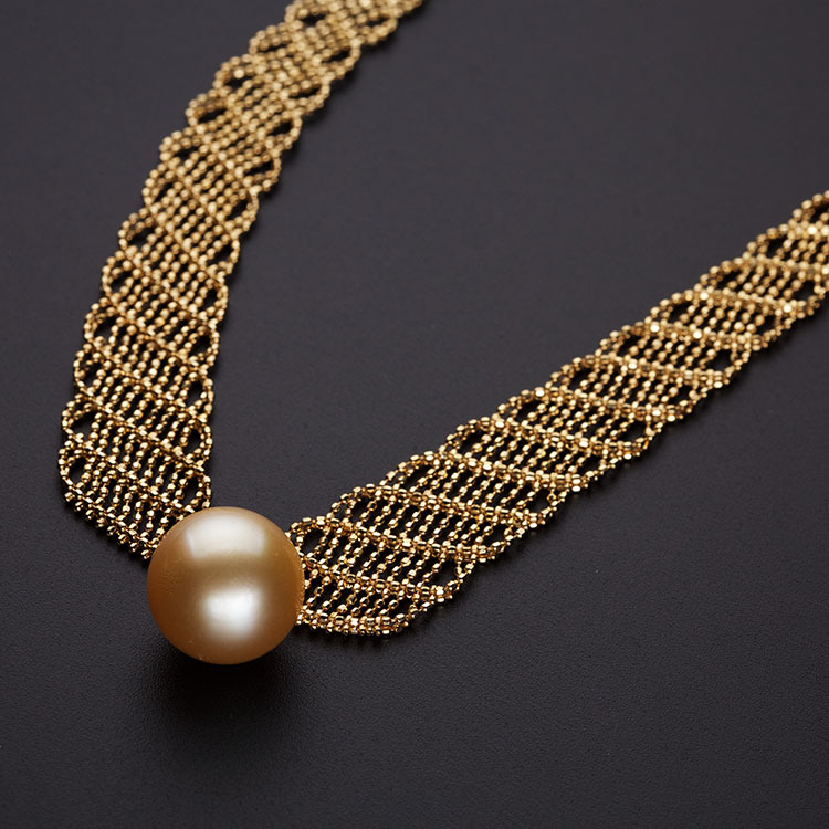 Single Gold Pearl Lace Chain Necklace or Choker (PPE00008)