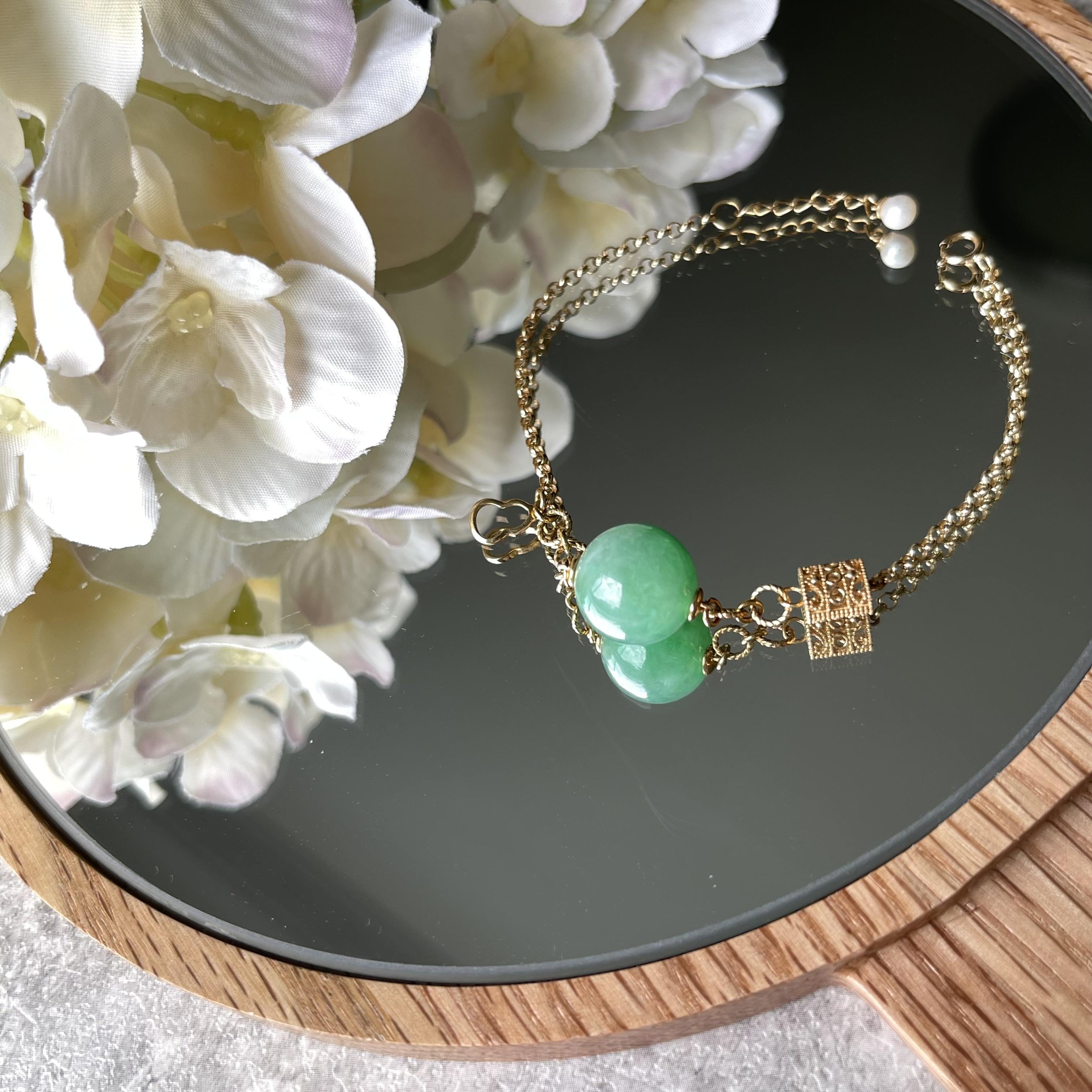 Green Jadeite Beads Bracelet (PJA00055)