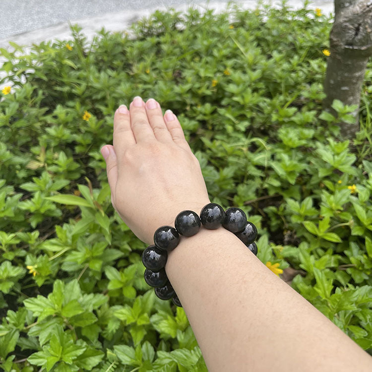 Black Jadeite Bracelet - Round Huge Beads (PJA00014)