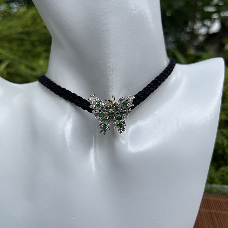 18k White Gold Green Pendant/ Ring/ Brooch and Bracelet Butterfly (PJA00064)