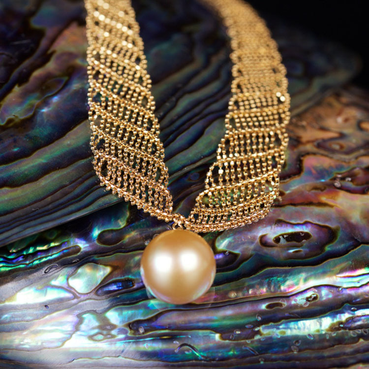 Single Gold Pearl Lace Chain Necklace or Choker (PPE00008)