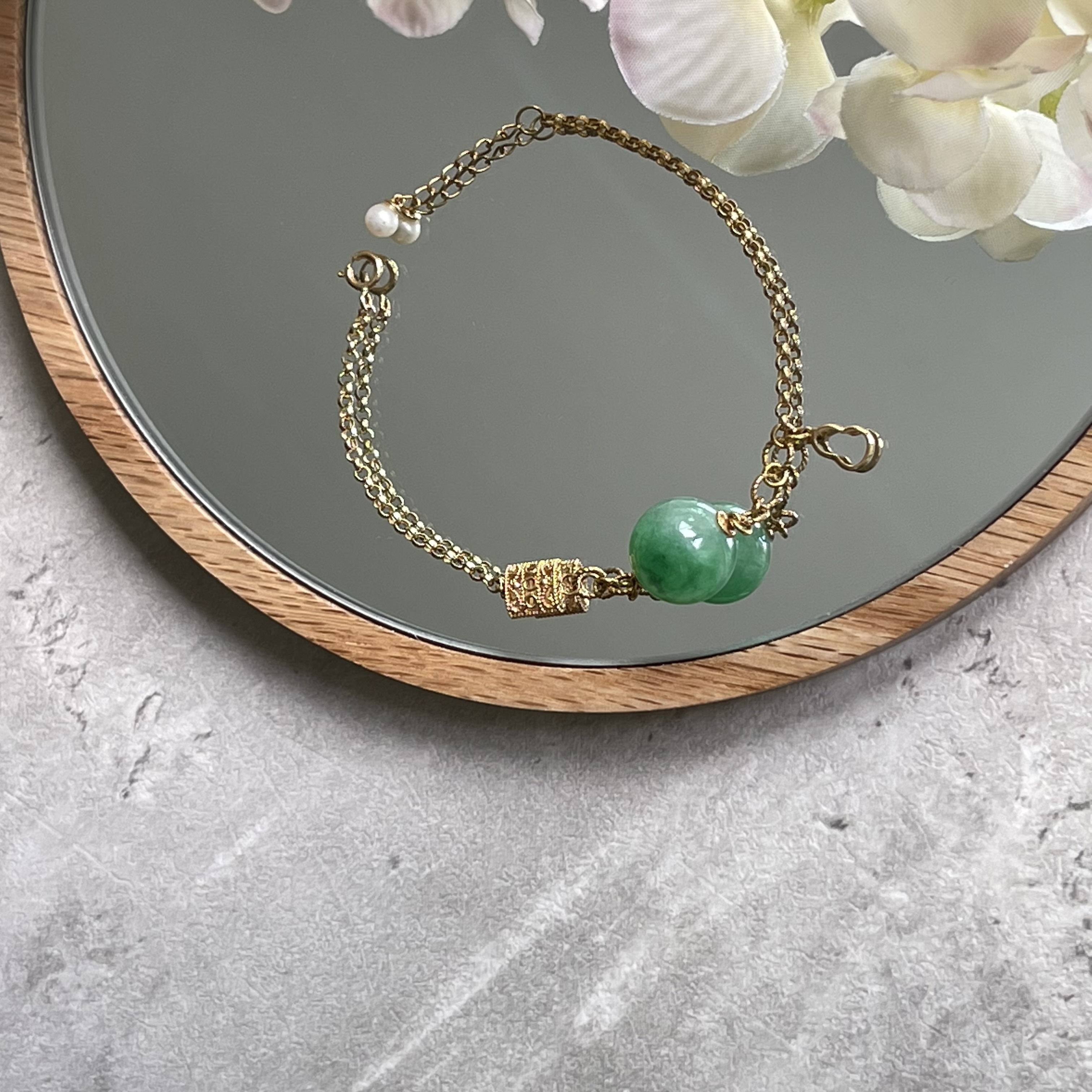 Green Jadeite Beads Bracelet (PJA00055)