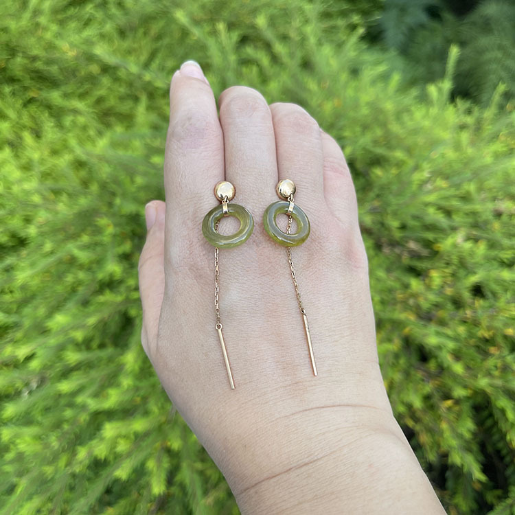 Olive Green Loops Earrings (PJA00031)