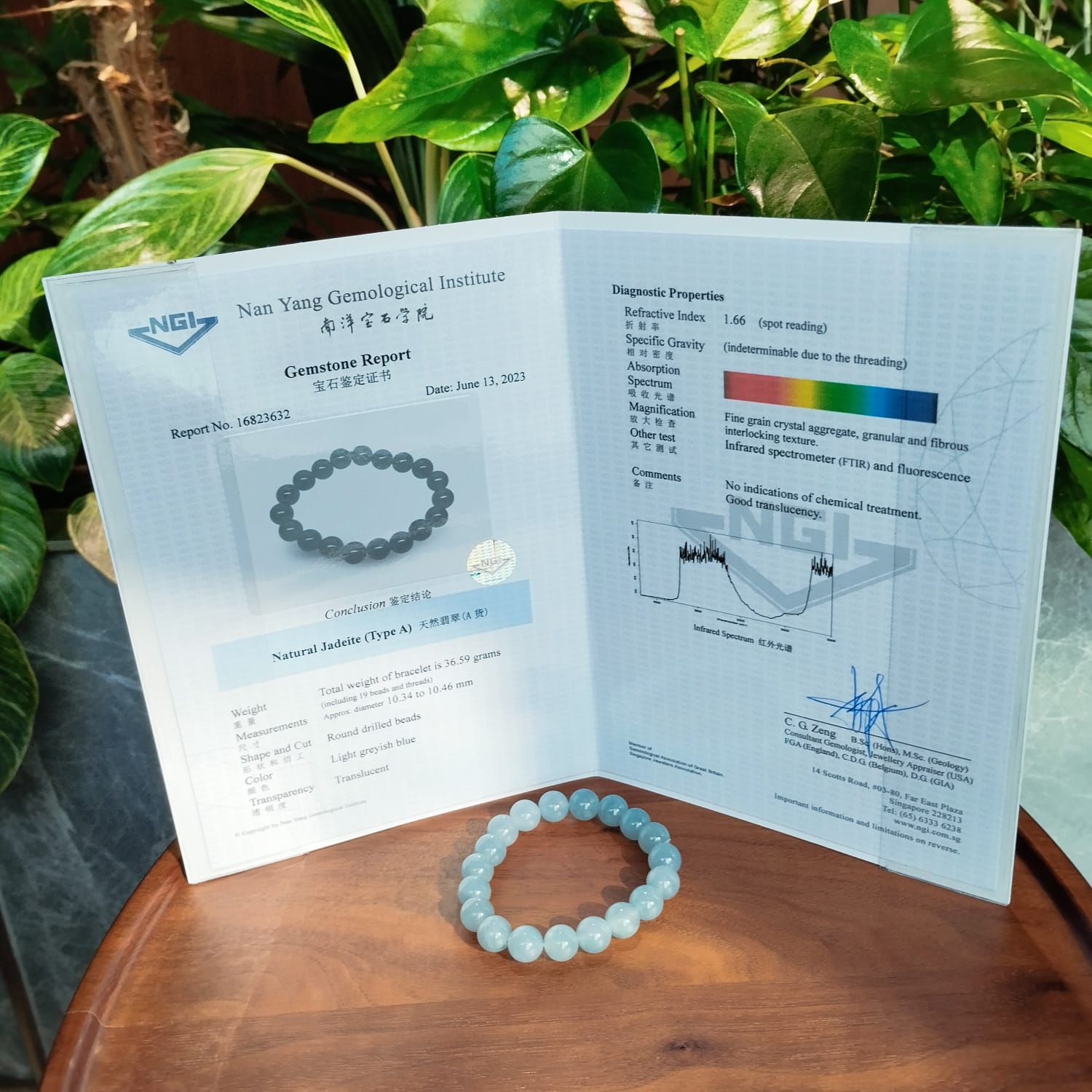 Light Greyish Blue Jade Bracelet (PJA00259) 