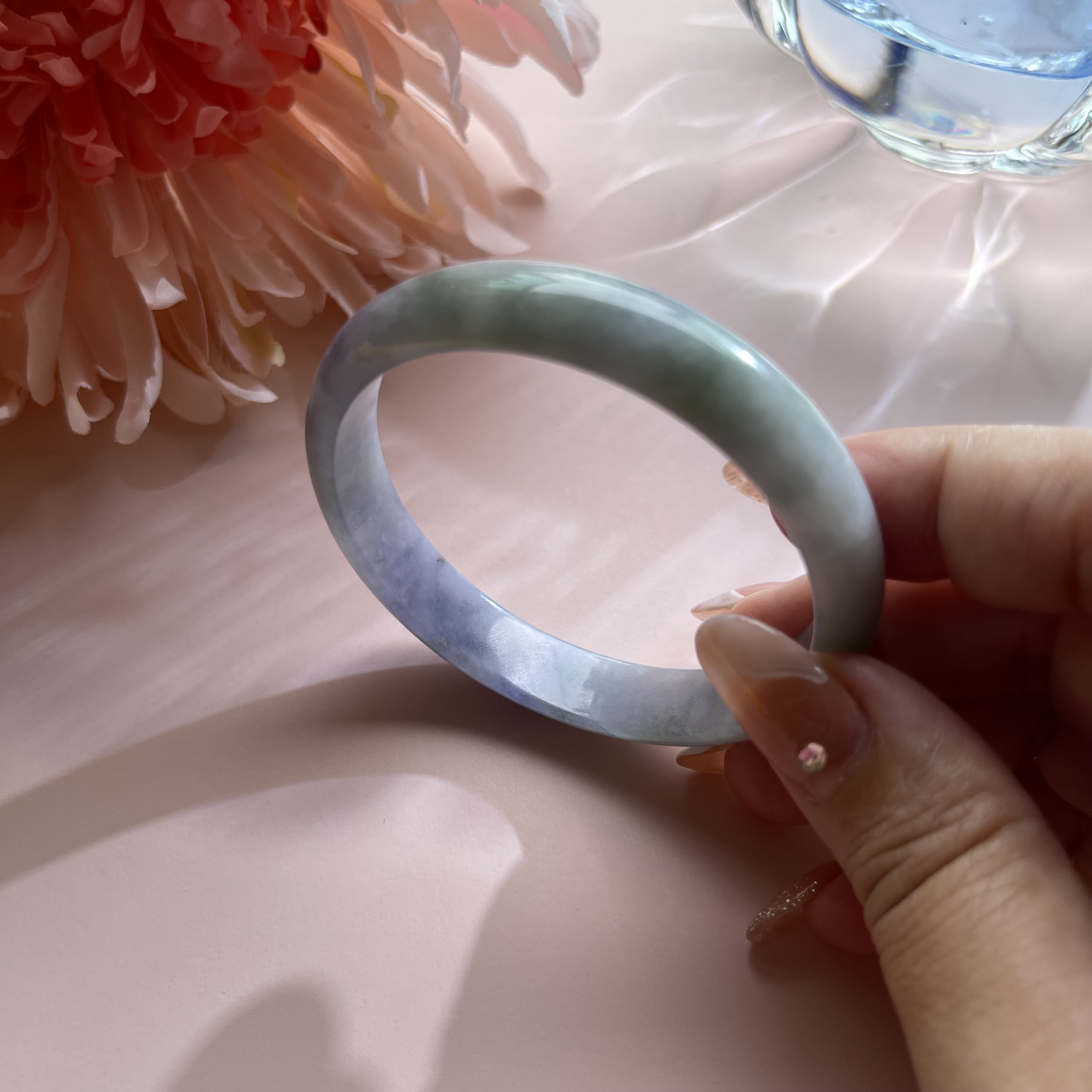 Violet Green Jadeite Bangle (PJA00109)
