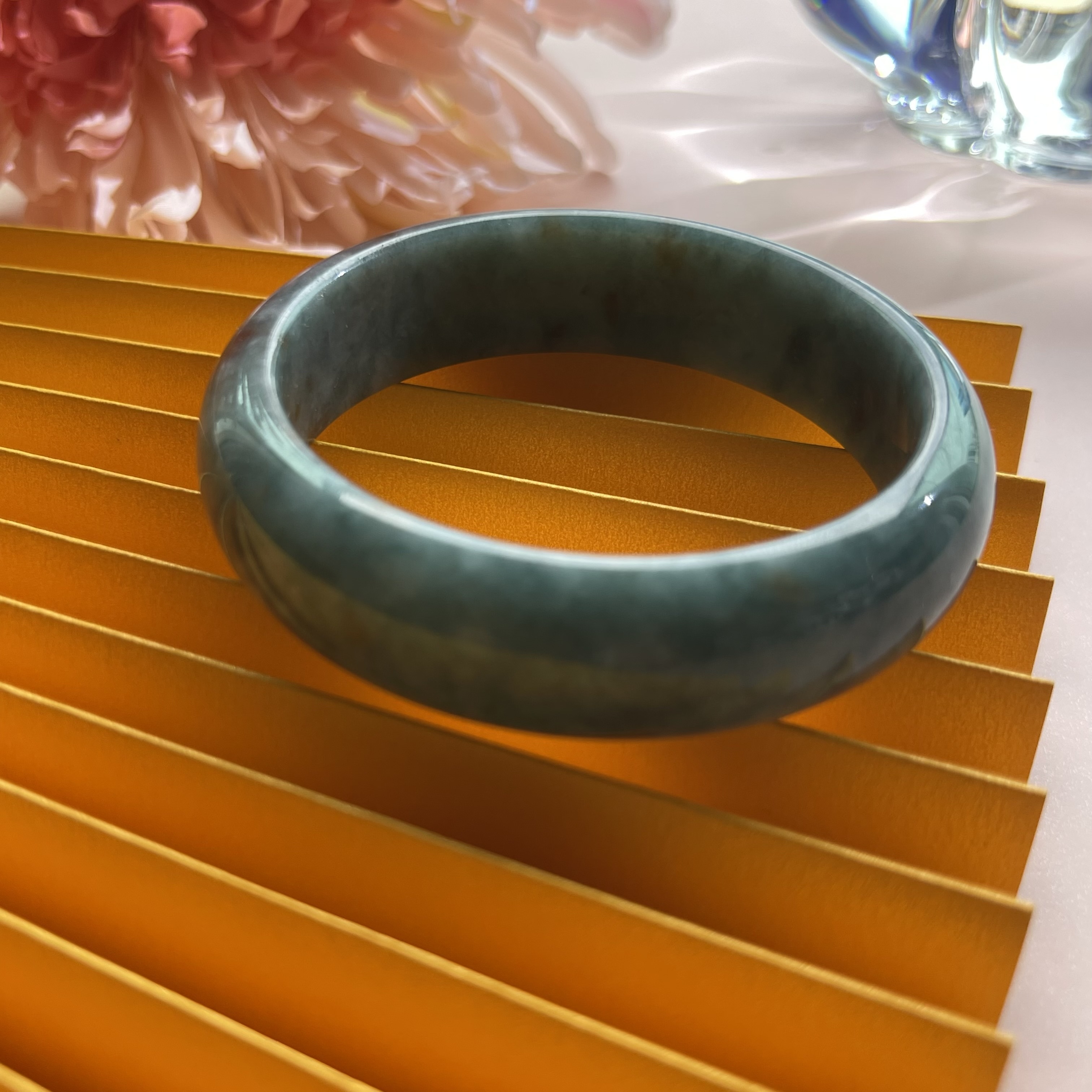 Creamy Bluish Green with Red Florals Bangle (PJA00112)