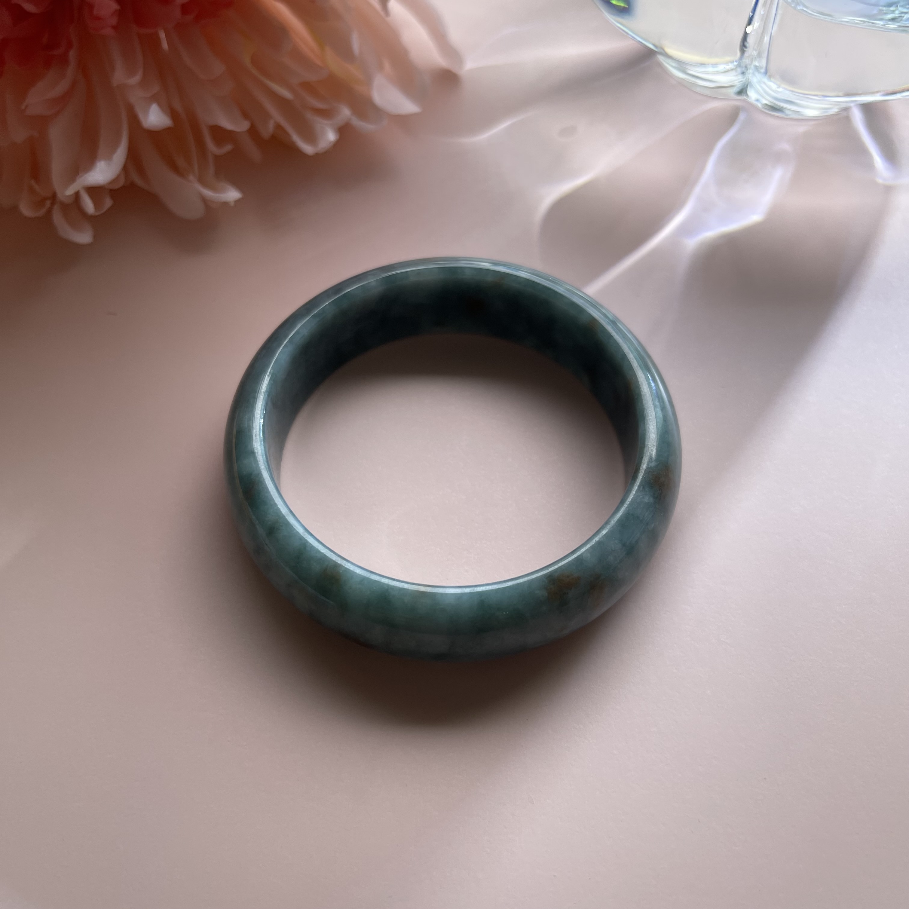 Creamy Bluish Green with Red Florals Bangle (PJA00112)