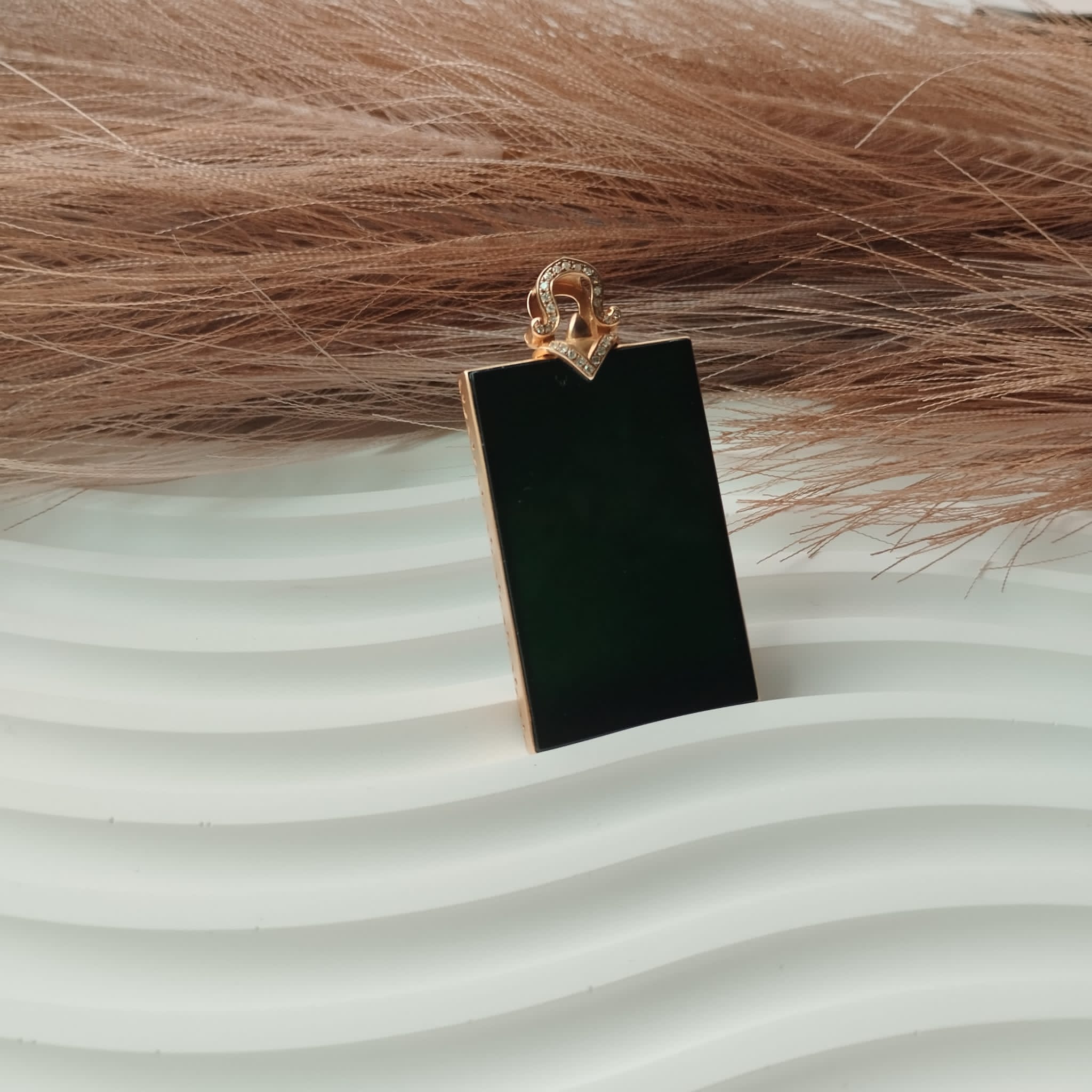 18K Rose Gold Trapezium Omphacite Pendant  (PJA00288)