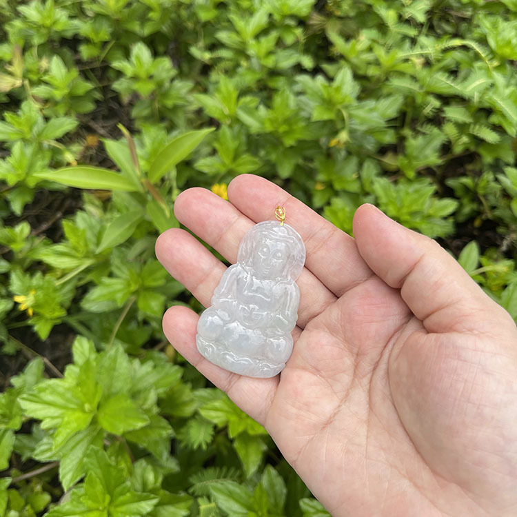 White with light green tinge Guan Yin Pendant (PJA00003)