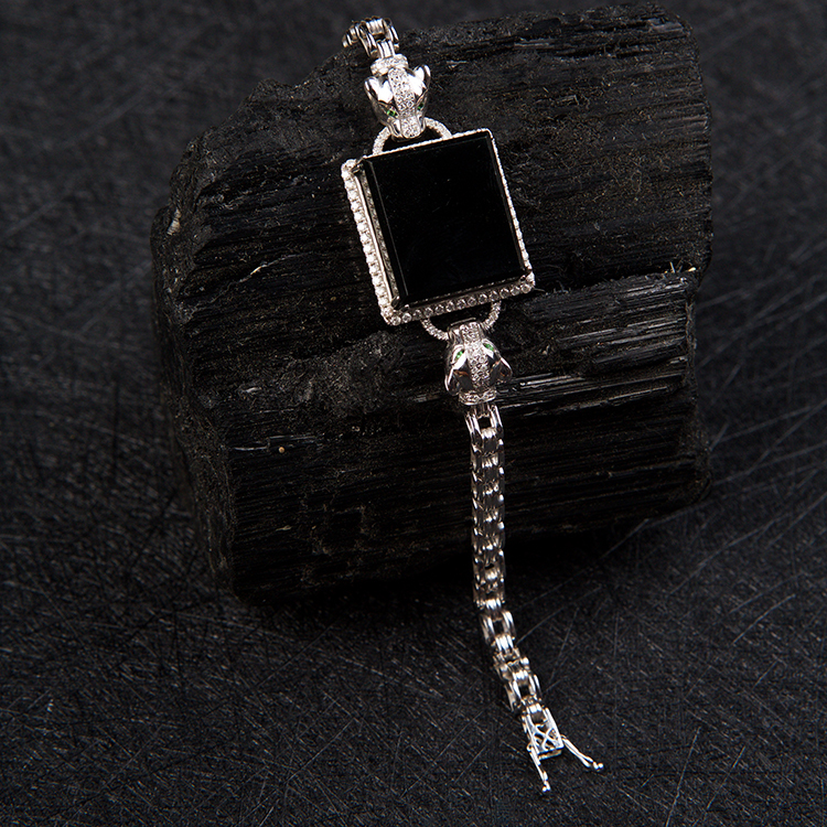 18K White Gold Exclusive Leopard Omphacite Bracelet (PJA00086)