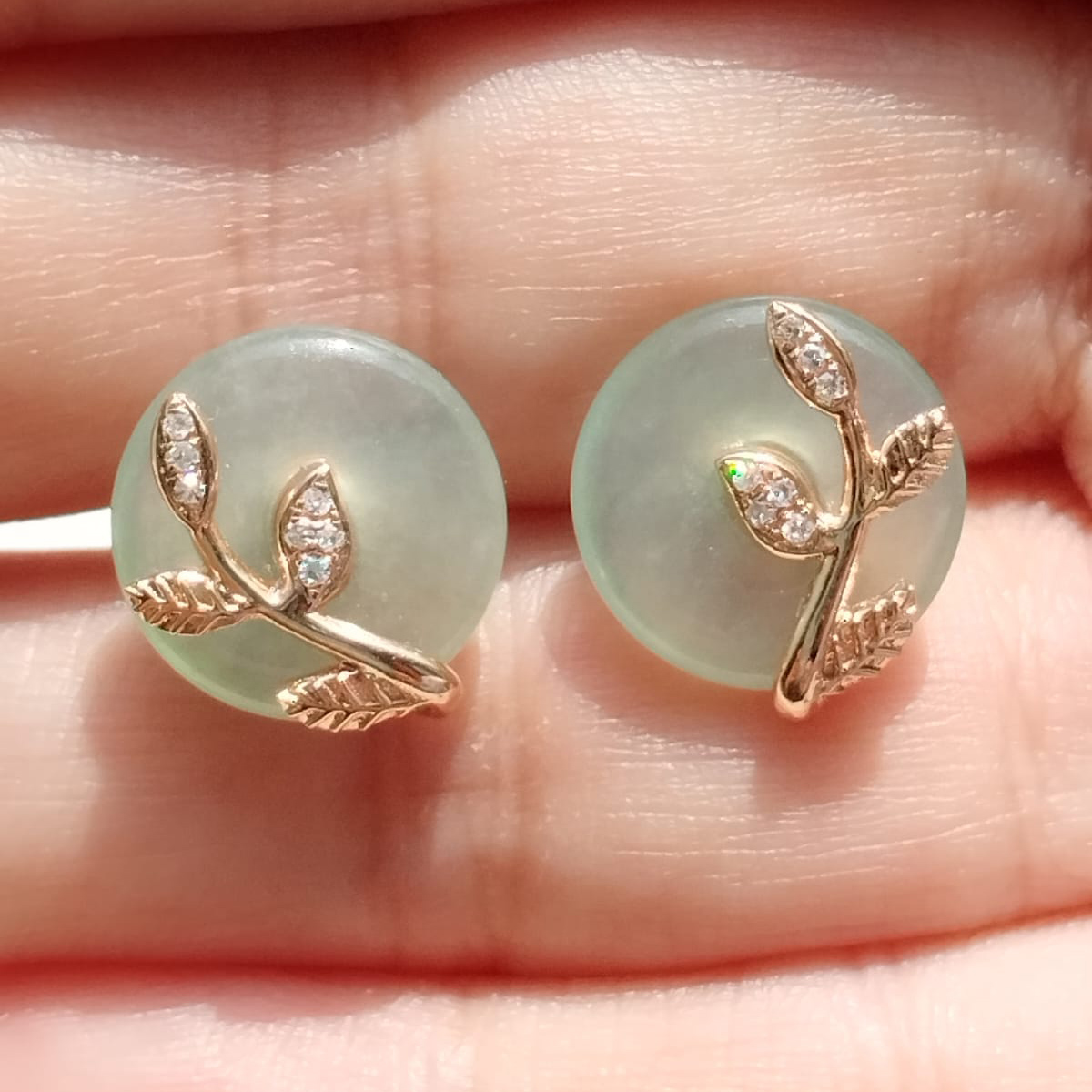 Icy Safety Coins Jade Earrings (PJA00181) 