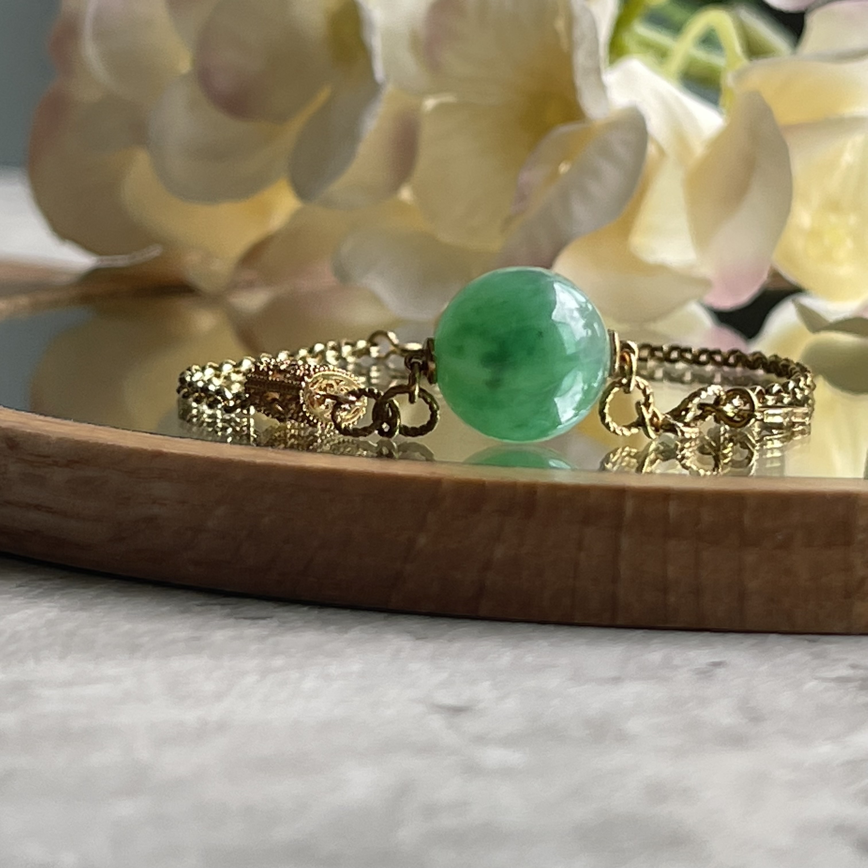 Green Jadeite Beads Bracelet (PJA00055)