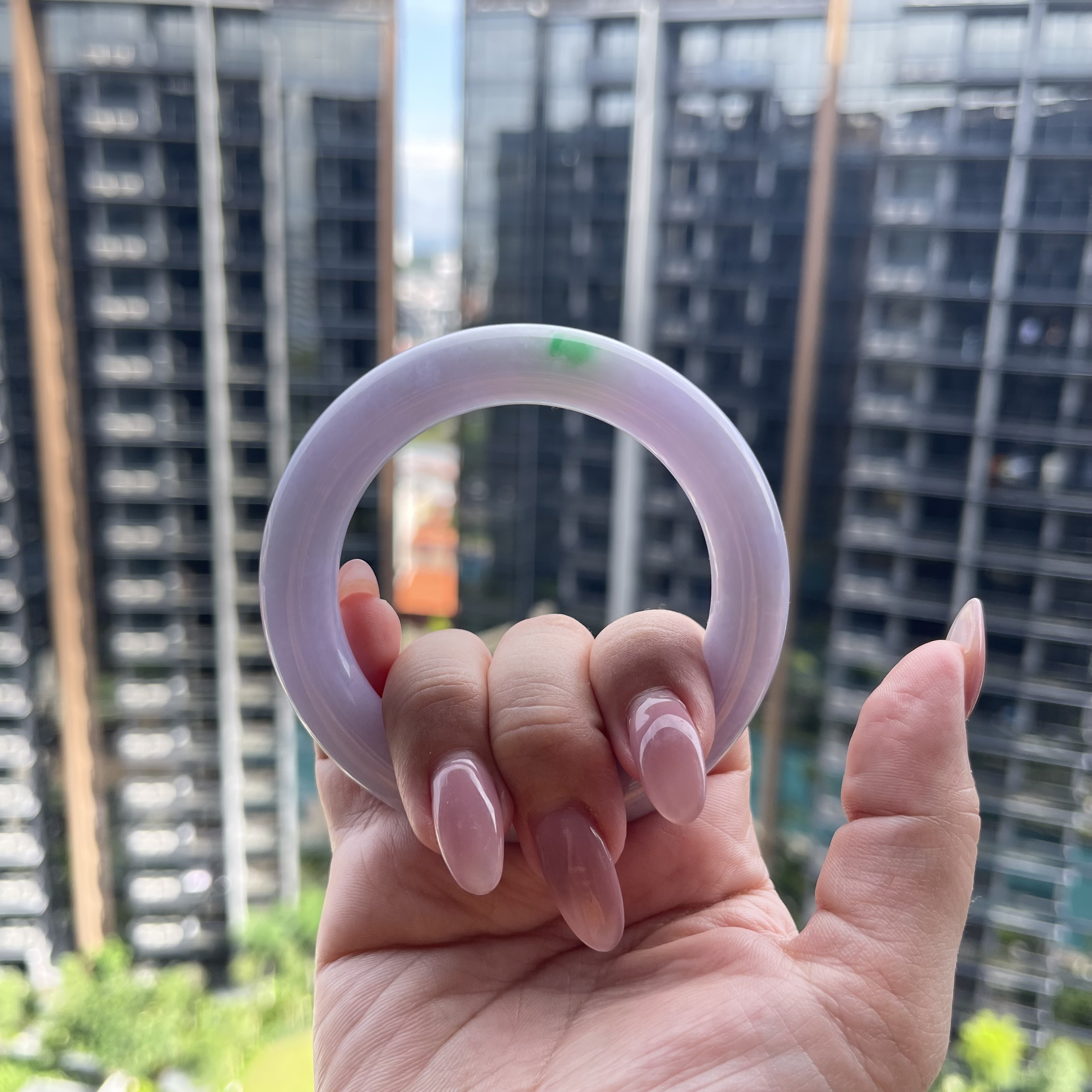 Icy Translucent Light Lavender Round Bangle (PJA00067)