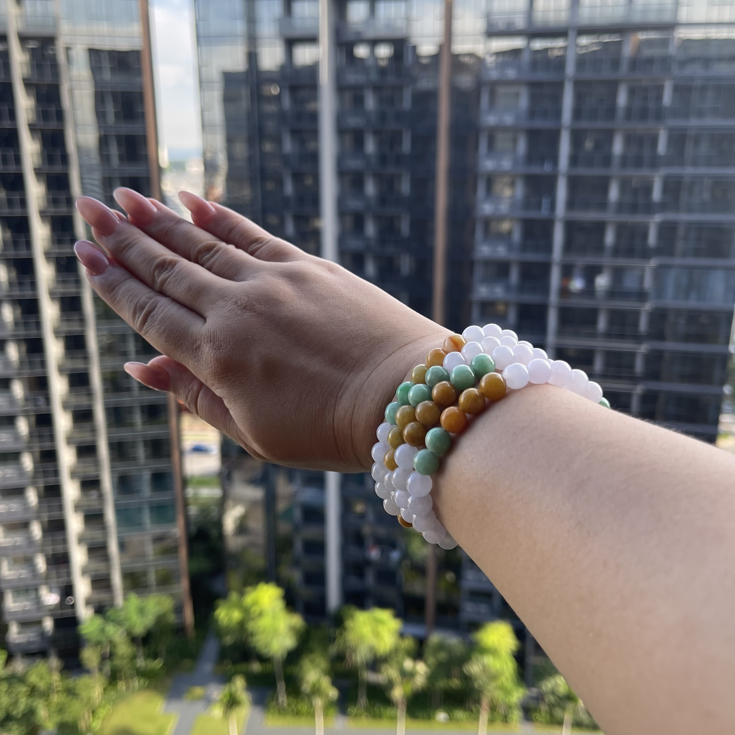 Multi Color Jadeite Beads Bracelet or Necklace (PJA00015)