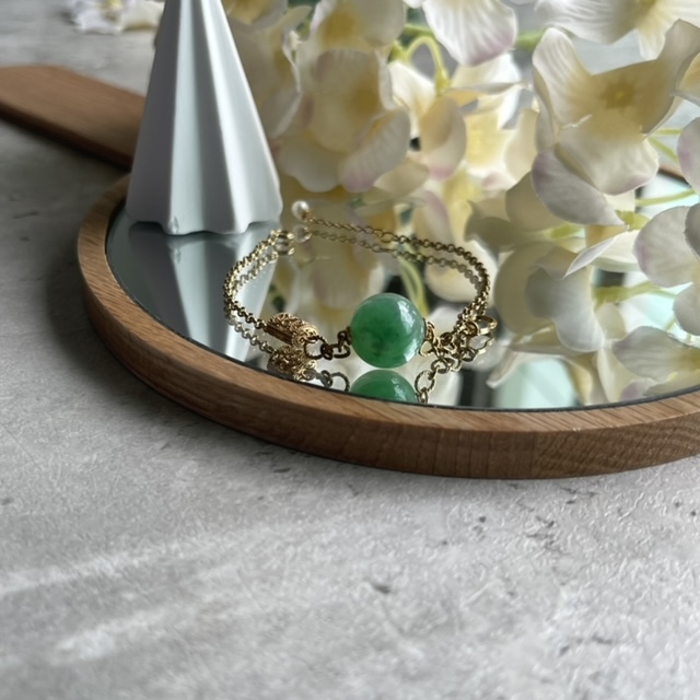 Green Jadeite Beads Bracelet (PJA00055)